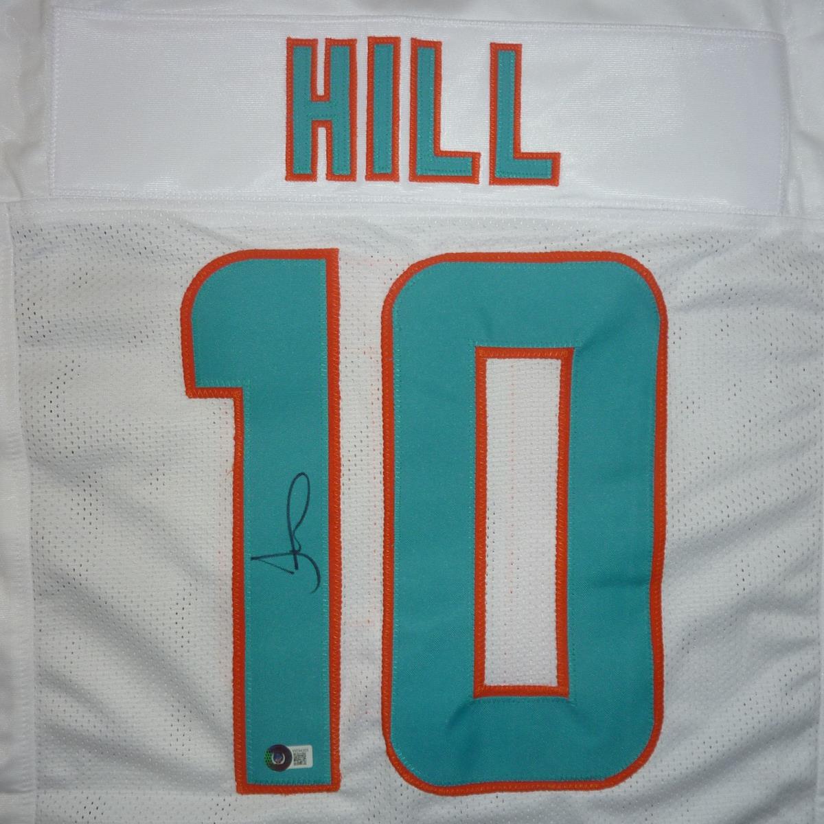 Autographed Tyreek Hill Miami (White #10) Custom Jersey - Beckett-Powers Sports Memorabilia