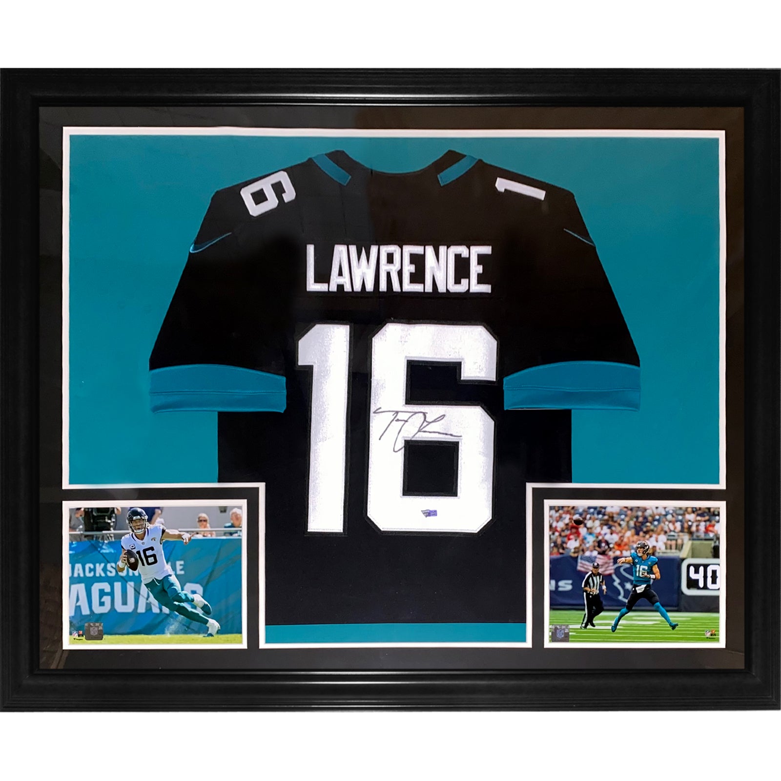 Autographed Trevor Lawrence Jacksonville Jaguars (Black #16) Nike Deluxe Framed Jersey - Fanatics-Powers Sports Memorabilia