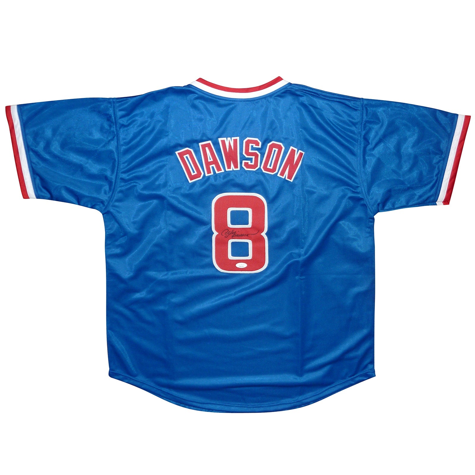 Autographed Andre Dawson Chicago (Blue #8) Custom Jersey - JSA-Powers Sports Memorabilia