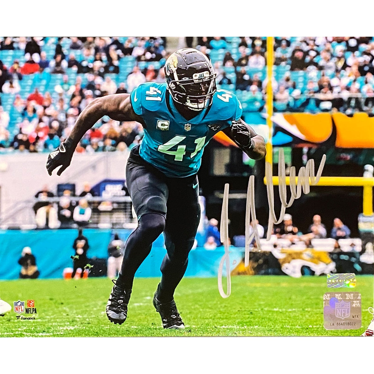 Autographed Josh Hines-Allen Jacksonville Jaguars (Horiz Action) 8x10 Photo-Powers Sports Memorabilia