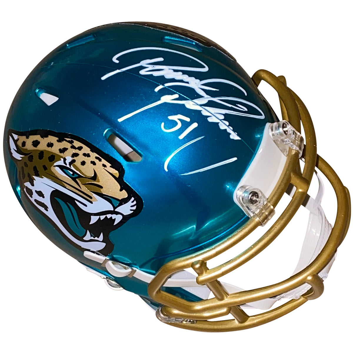 Autographed Paul Posluszny Jacksonville Jaguars (FLASH Alternate) Mini Helmet-Powers Sports Memorabilia
