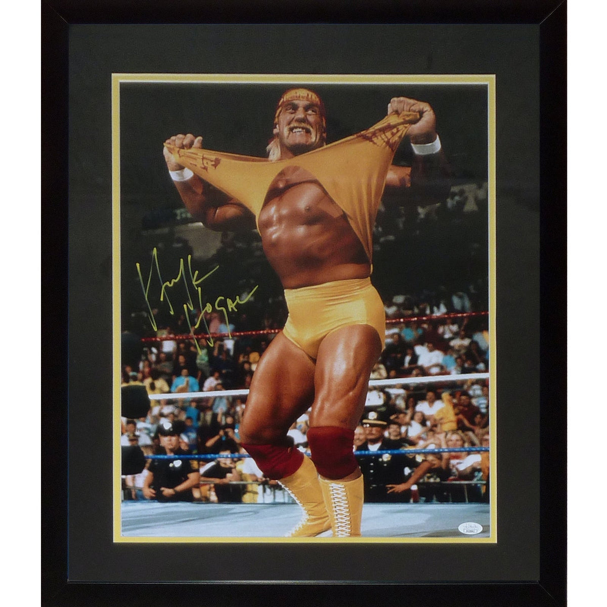 Autographed Hulk Hogan Wrestling (Ripping Shirt) Deluxe Framed 16x20 Photo - JSA-Powers Sports Memorabilia
