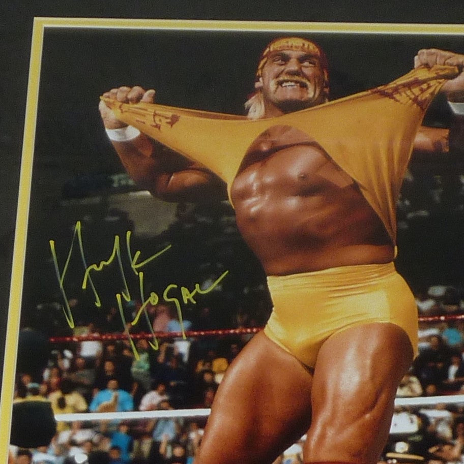 Autographed Hulk Hogan Wrestling (Ripping Shirt) Deluxe Framed 16x20 Photo - JSA-Powers Sports Memorabilia