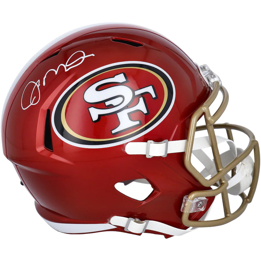 Autographed Joe Montana San Francisco 49ers (FLASH Alternate) Deluxe Full-Size Replica Helmet - Fanatics-Powers Sports Memorabilia