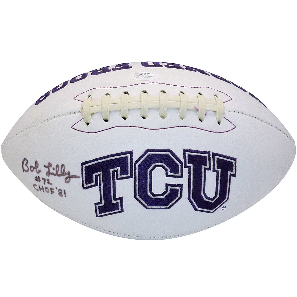 Autographed Bob Lilly TCU Horned Frogs Logo Football - JSA