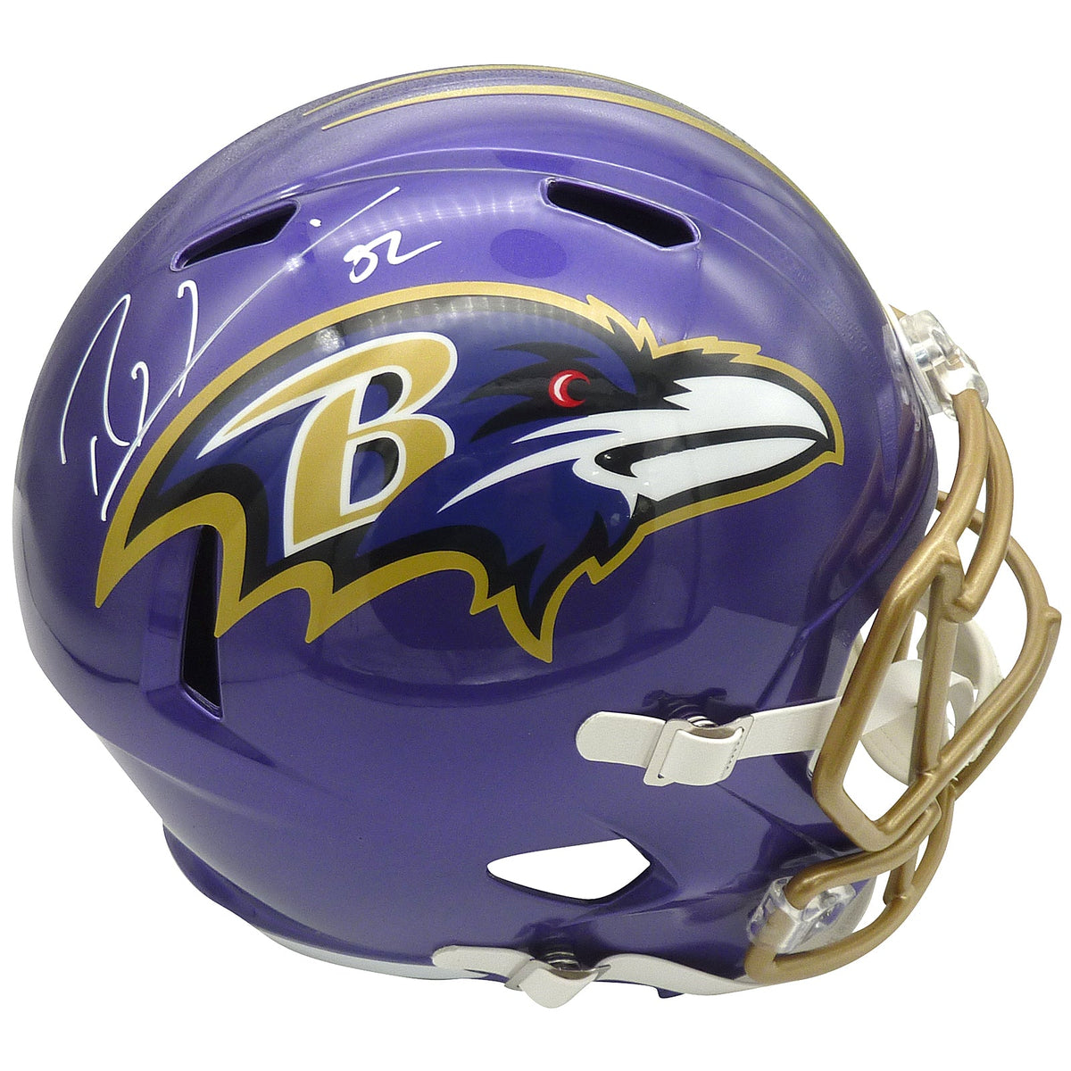 Autographed Ray Lewis Baltimore Ravens (FLASH Alternate) Deluxe Full-Size Replica Helmet - BAS-Powers Sports Memorabilia