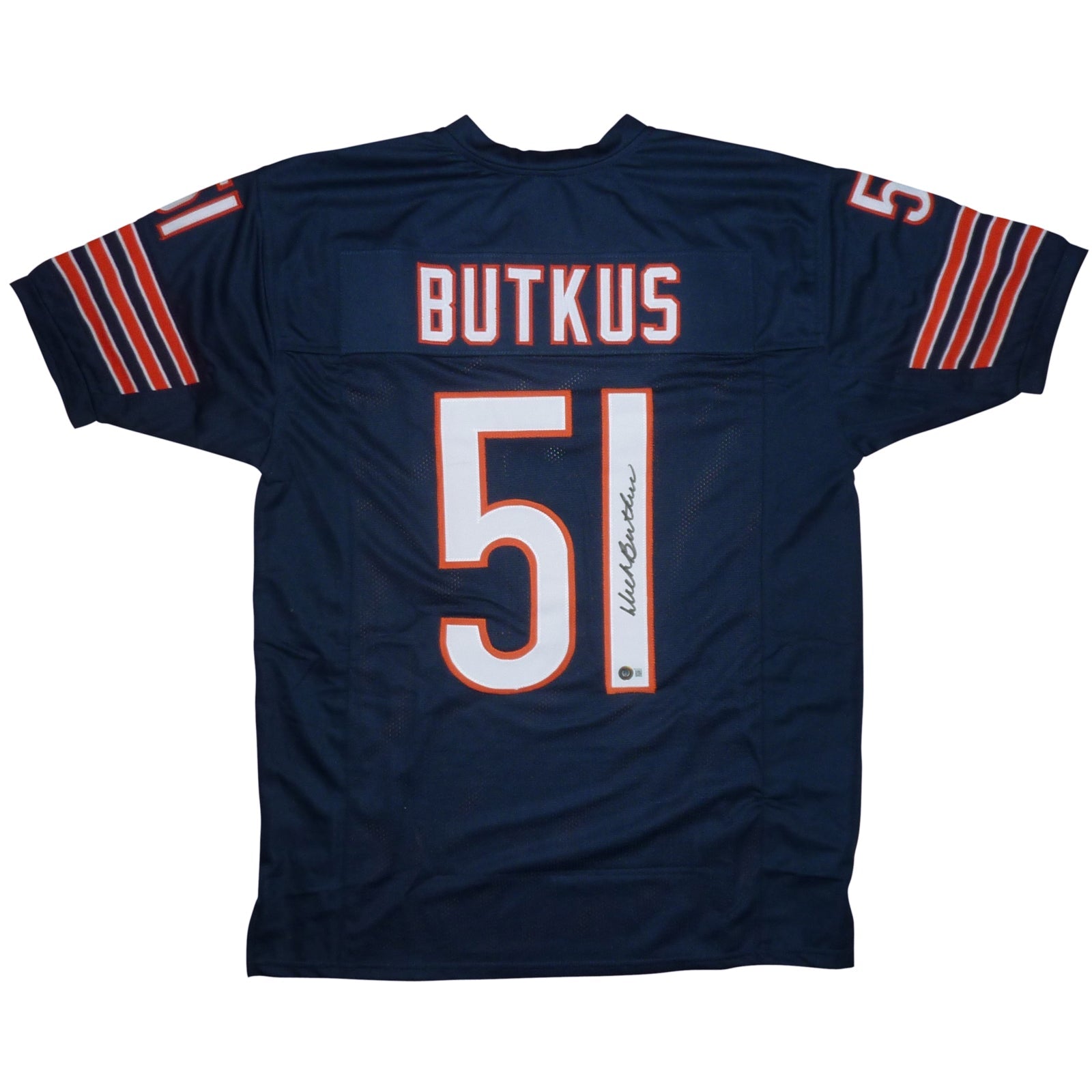 Autographed Dick Butkus Chicago (Navy Blue #51) Custom Jersey - BAS-Powers Sports Memorabilia