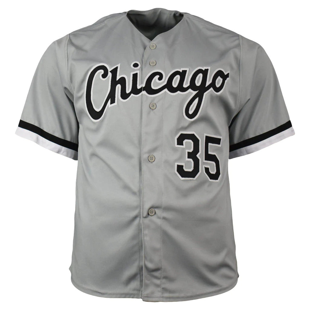 Autographed Frank Thomas Chicago (Grey #35) Custom Jersey - Beckett-Powers Sports Memorabilia