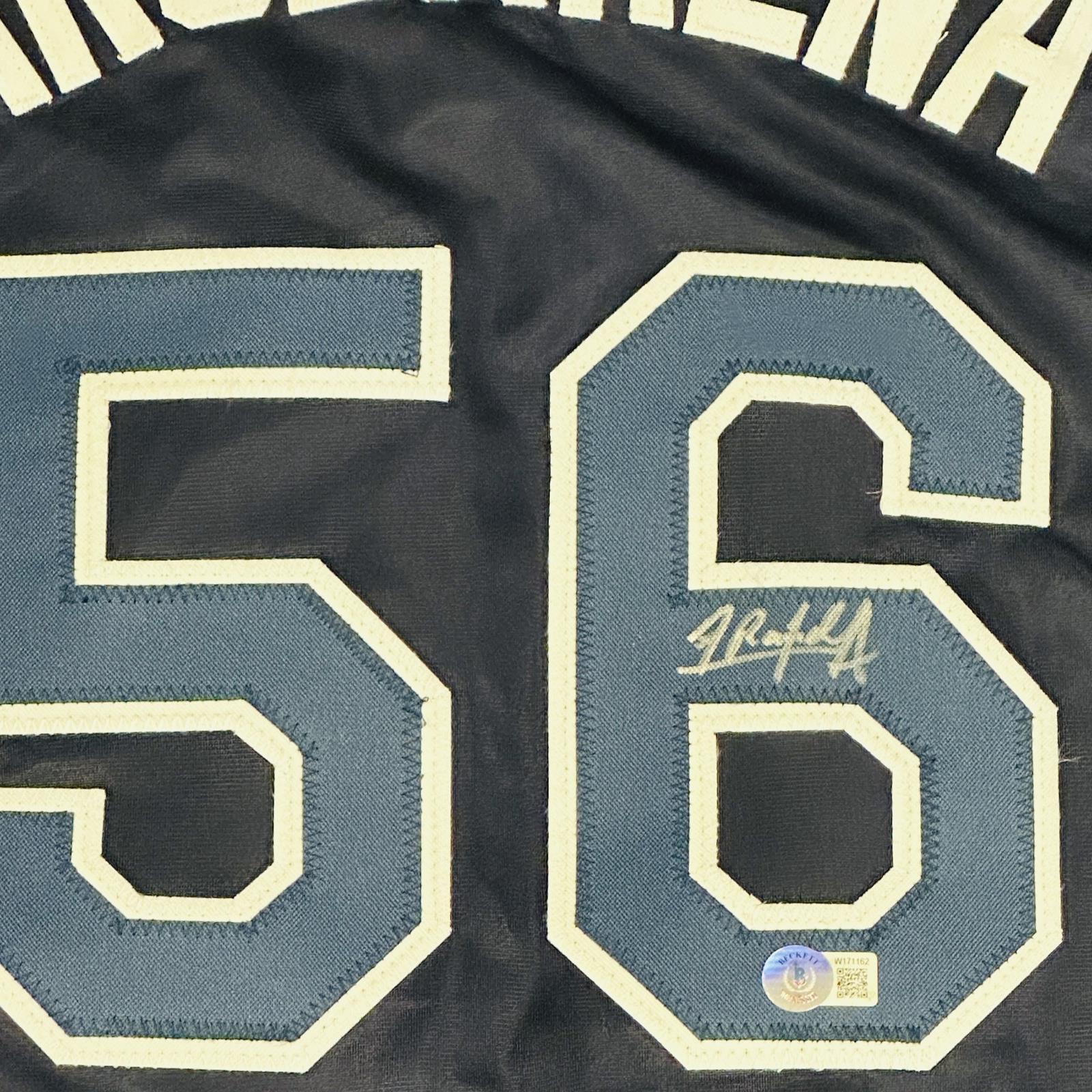 Autographed Randy Arozarena Tampa Bay (Navy Blue #56) Custom Jersey - Beckett