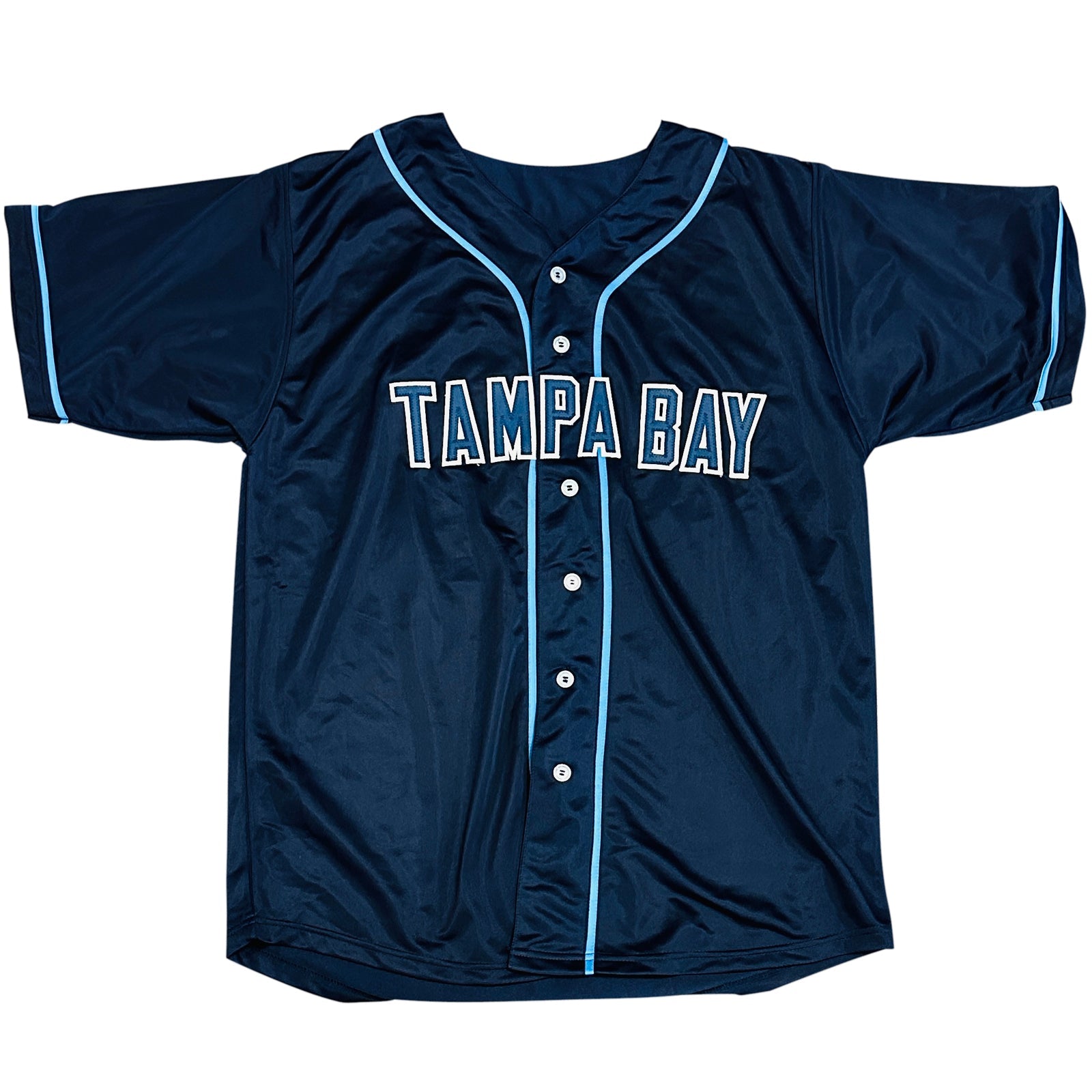 Autographed Randy Arozarena Tampa Bay (Navy Blue #56) Custom Jersey - Beckett