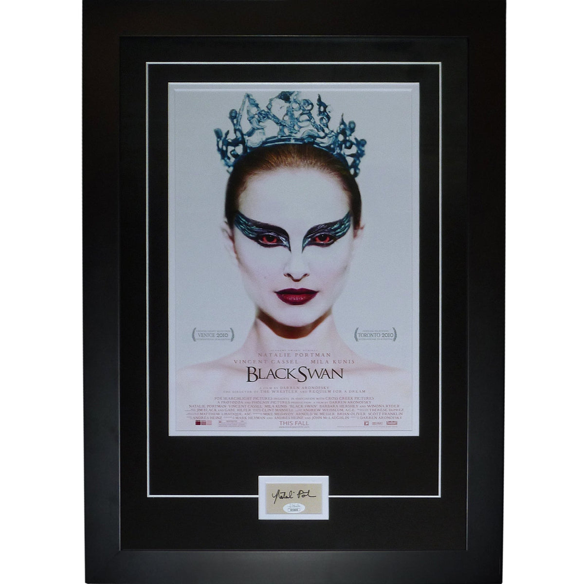 Black Swan 11x17 Movie Poster Deluxe Framed with Natalie Portman Autograph - JSA Letter | Collectible Memorabilia-Powers Sports Memorabilia
