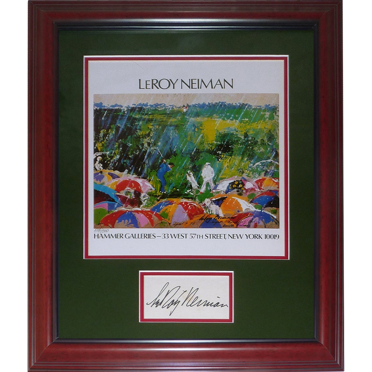 Autographed LeRoy Neiman Golf Artwork Poster Deluxe Framed Piece - JSA-Powers Sports Memorabilia
