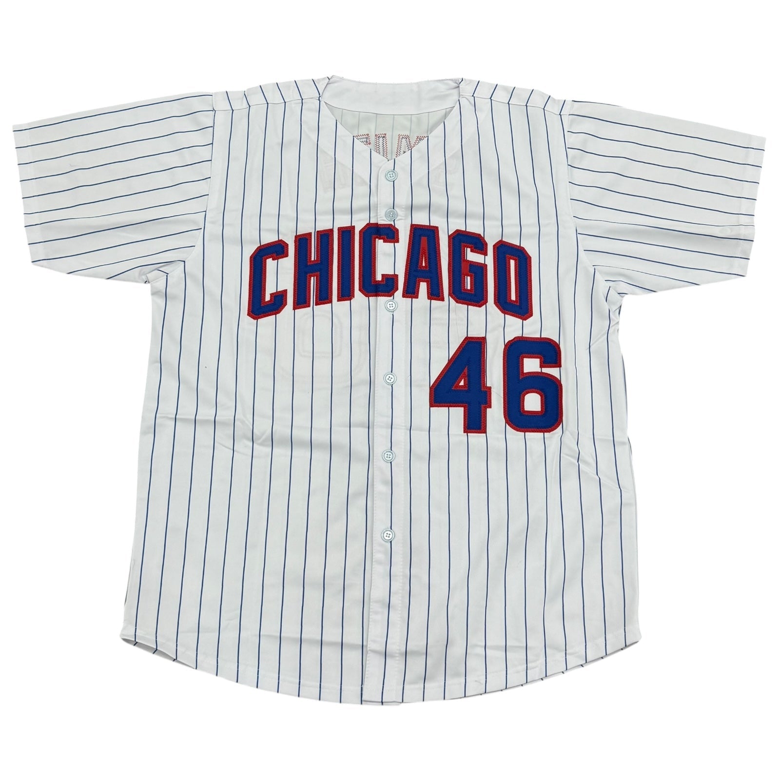 Autographed Lee Smith Chicago (Pinstripe #46) Custom Jersey - JSA-Powers Sports Memorabilia