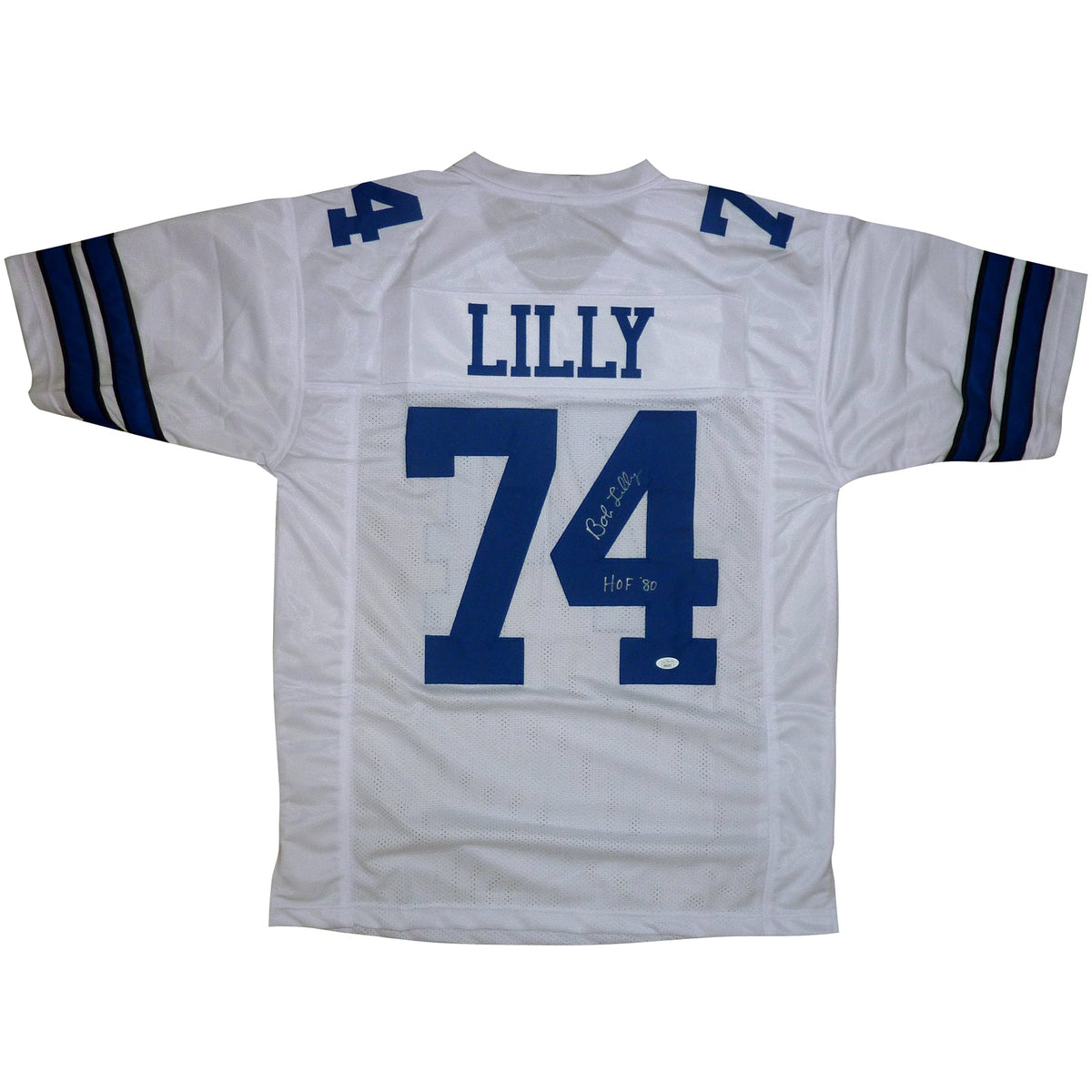 Autographed Bob Lilly Dallas (White #74) Custom Jersey w/ HOF 80 - JSA-Powers Sports Memorabilia