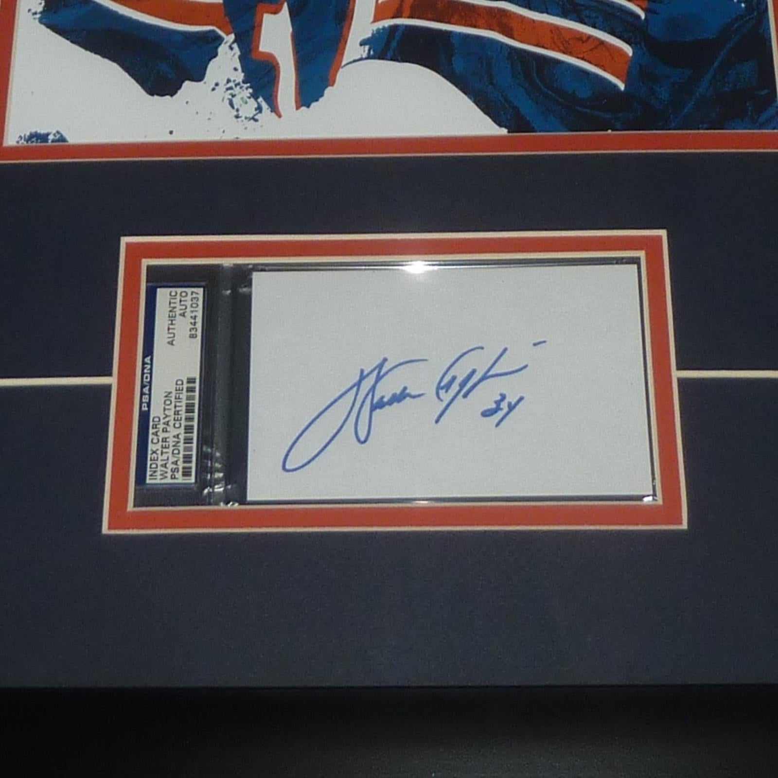Walter Payton Chicago Bears 11x14 Splash Artwork Deluxe Framed with Beckett Slabbed Autograph-Powers Sports Memorabilia