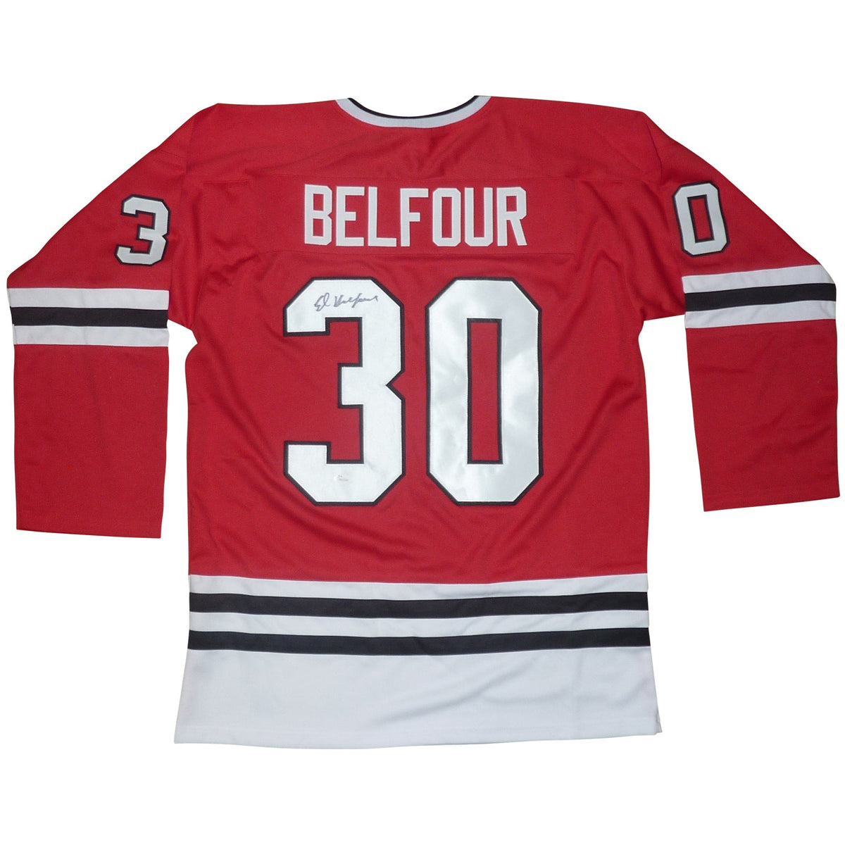 Autographed Ed Belfour Chicago (Red #30) Custom Hockey Jersey - JSA-Powers Sports Memorabilia