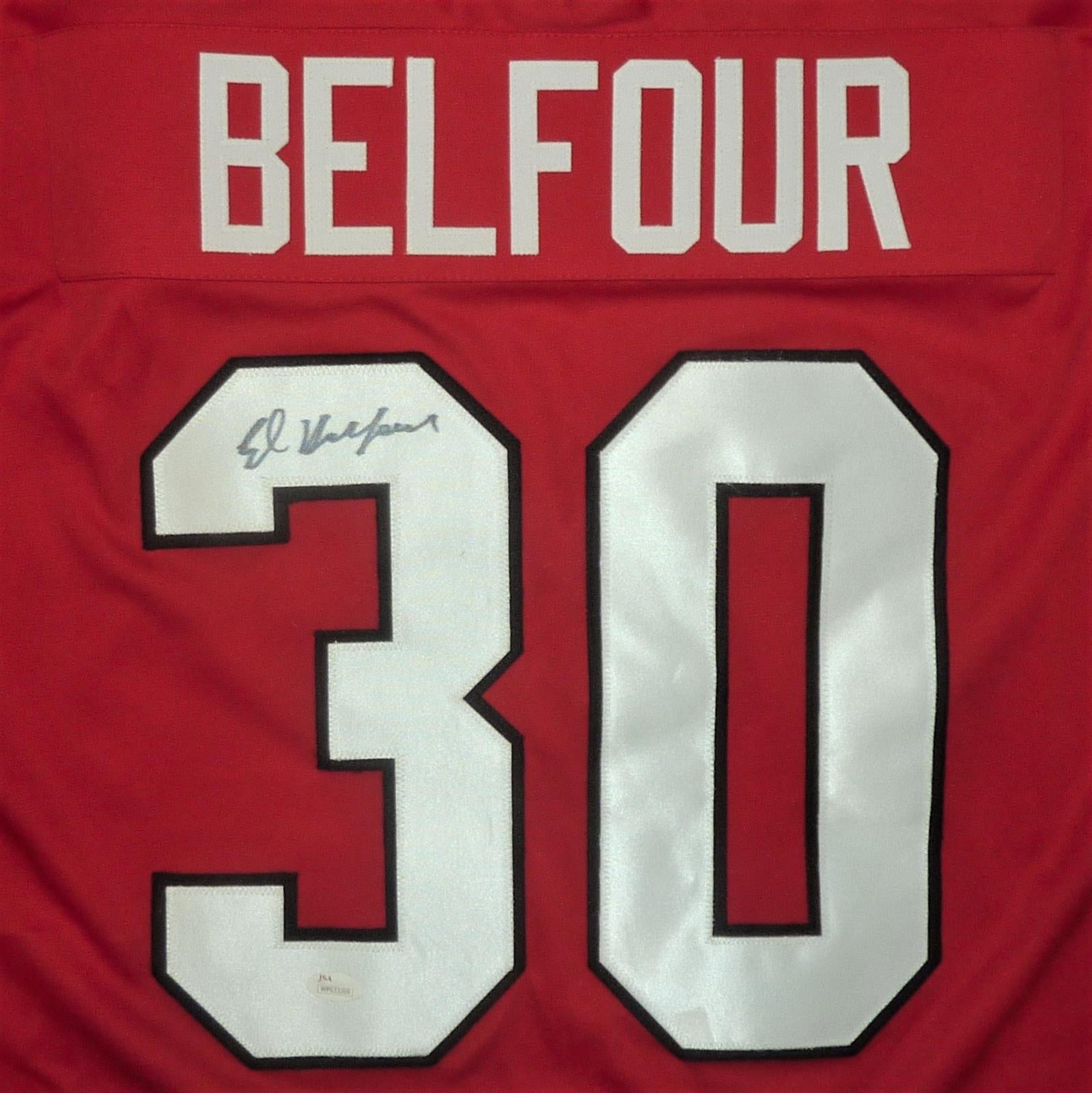 Autographed Ed Belfour Chicago (Red #30) Custom Hockey Jersey - JSA-Powers Sports Memorabilia