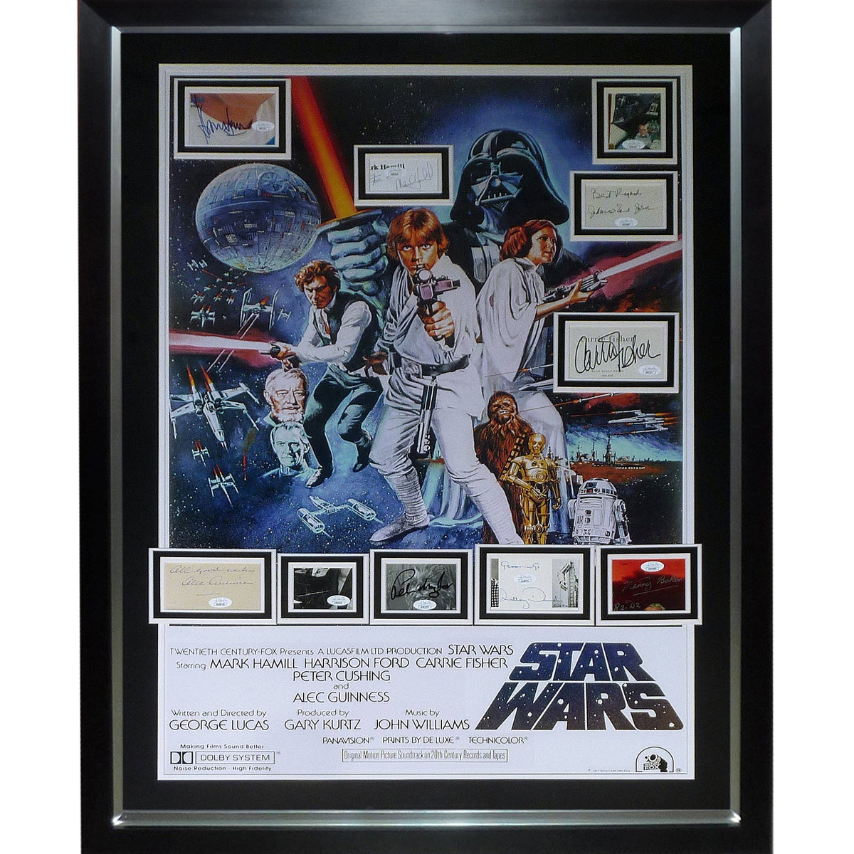 Star Wars Full-Size Movie Poster Deluxe Framed with All Cast Autographs - JSA | Collectible Memorabilia-Powers Sports Memorabilia