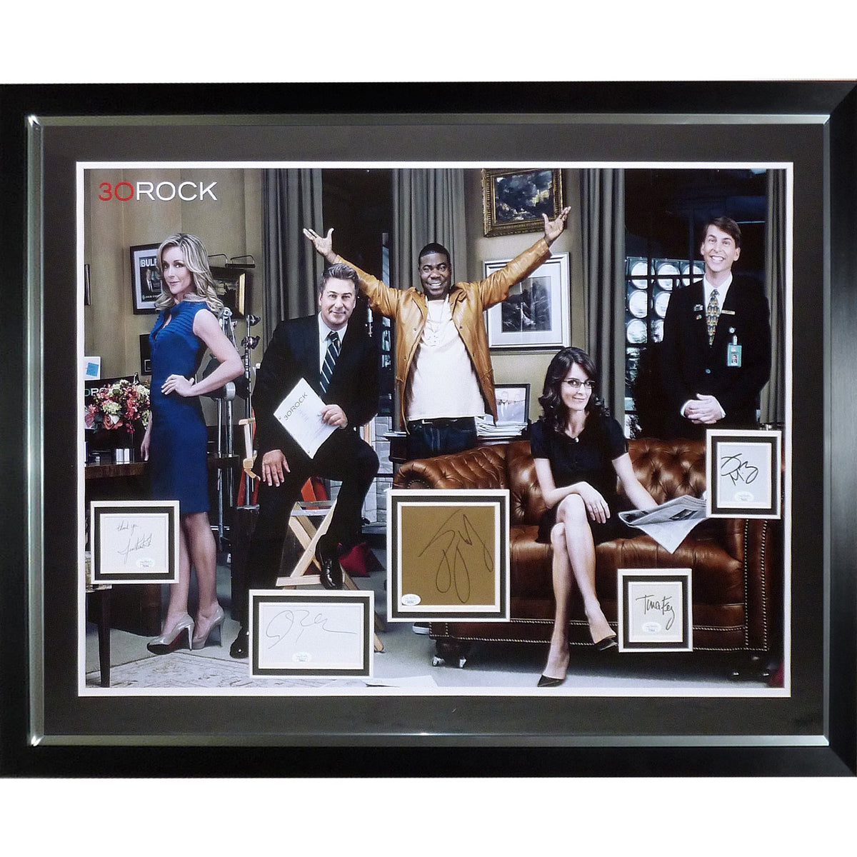 30 ROCK Full-Size TV Poster Deluxe Framed with All 5 Cast Autographs - JSA | Collectible Memorabilia-Powers Sports Memorabilia