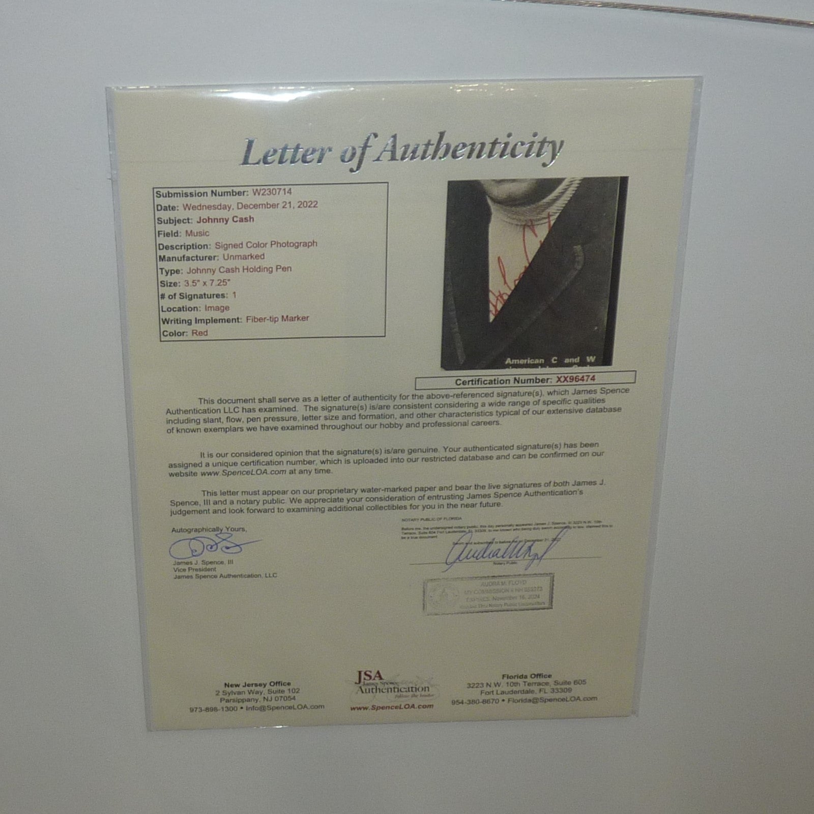 Johnny Cash Full-Size Music Poster Deluxe Framed with Autograph - JSA | Collectible Memorabilia-Powers Sports Memorabilia