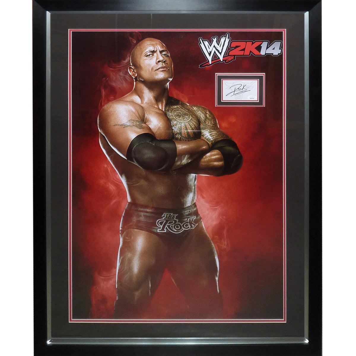 Dwayne Johnson "The Rock" Full-Size WWF Wrestling Poster Deluxe Framed with Autograph - JSA | Collectible Memorabilia-Powers Sports Memorabilia