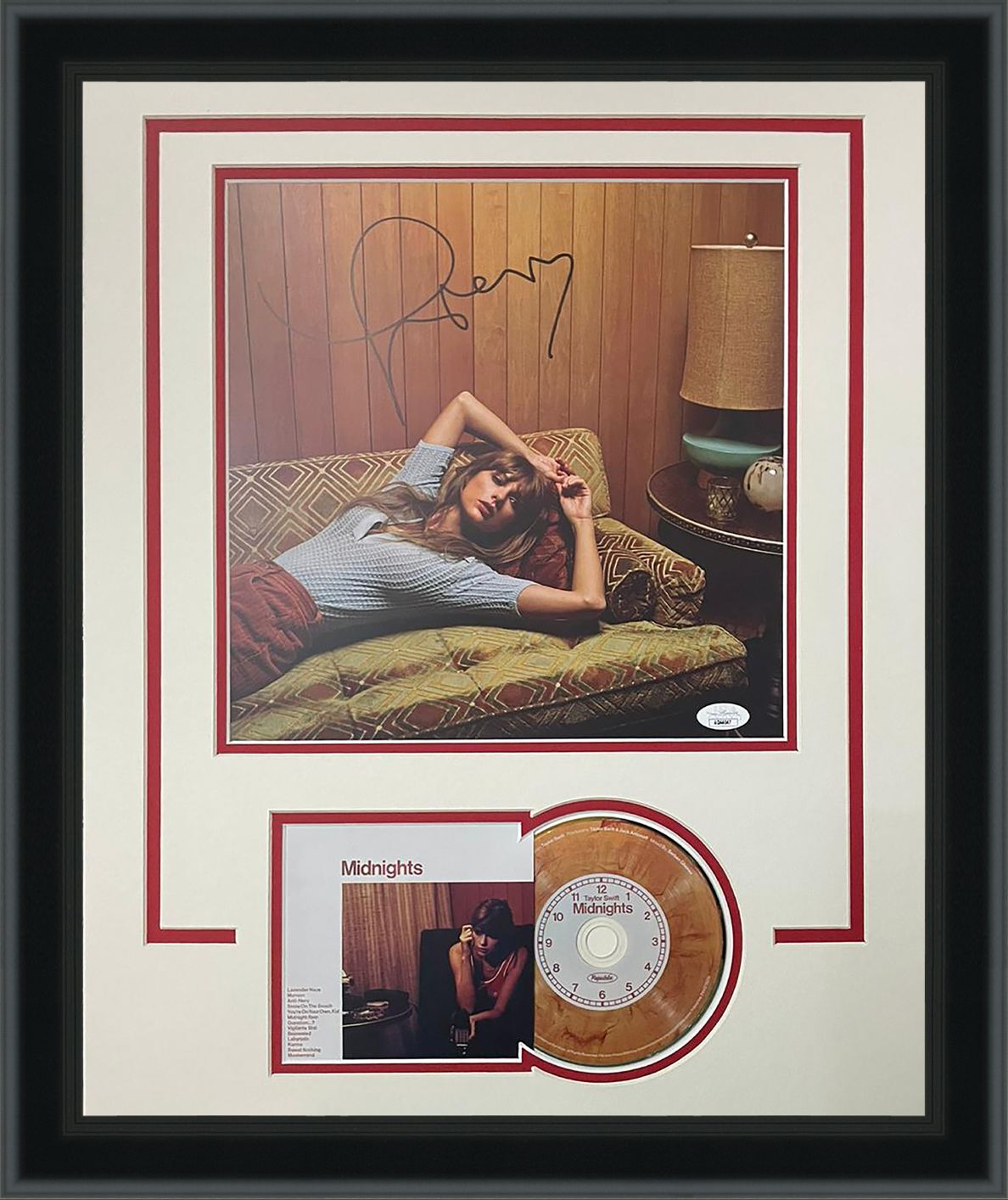 Signed Taylor Swift Midnights Hand 12"x12" Photo Deluxe Framed with CD - JSA-Powers Sports Memorabilia