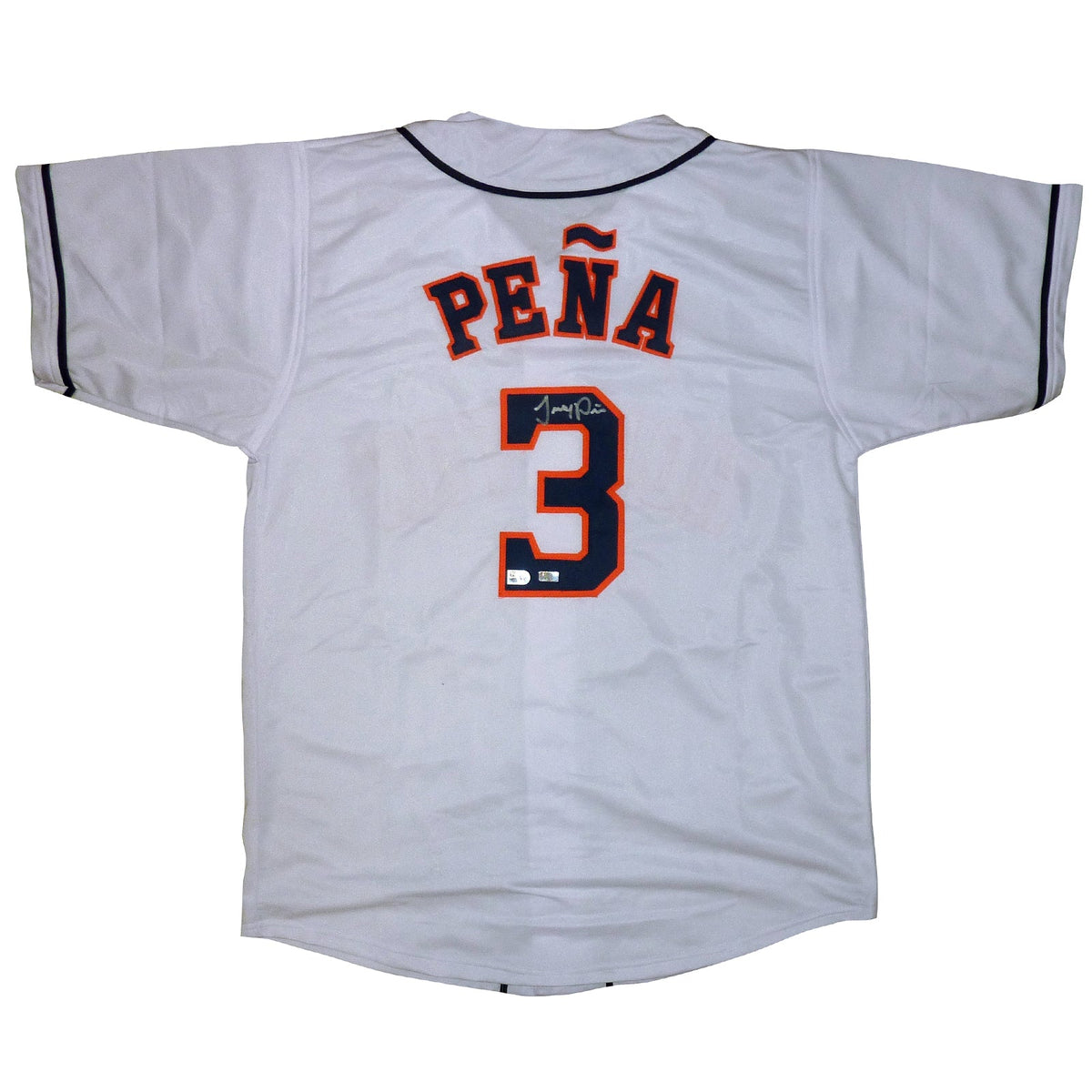 Autographed Jeremy Pena Houston (White #3) Custom Jersey - JSA-Powers Sports Memorabilia