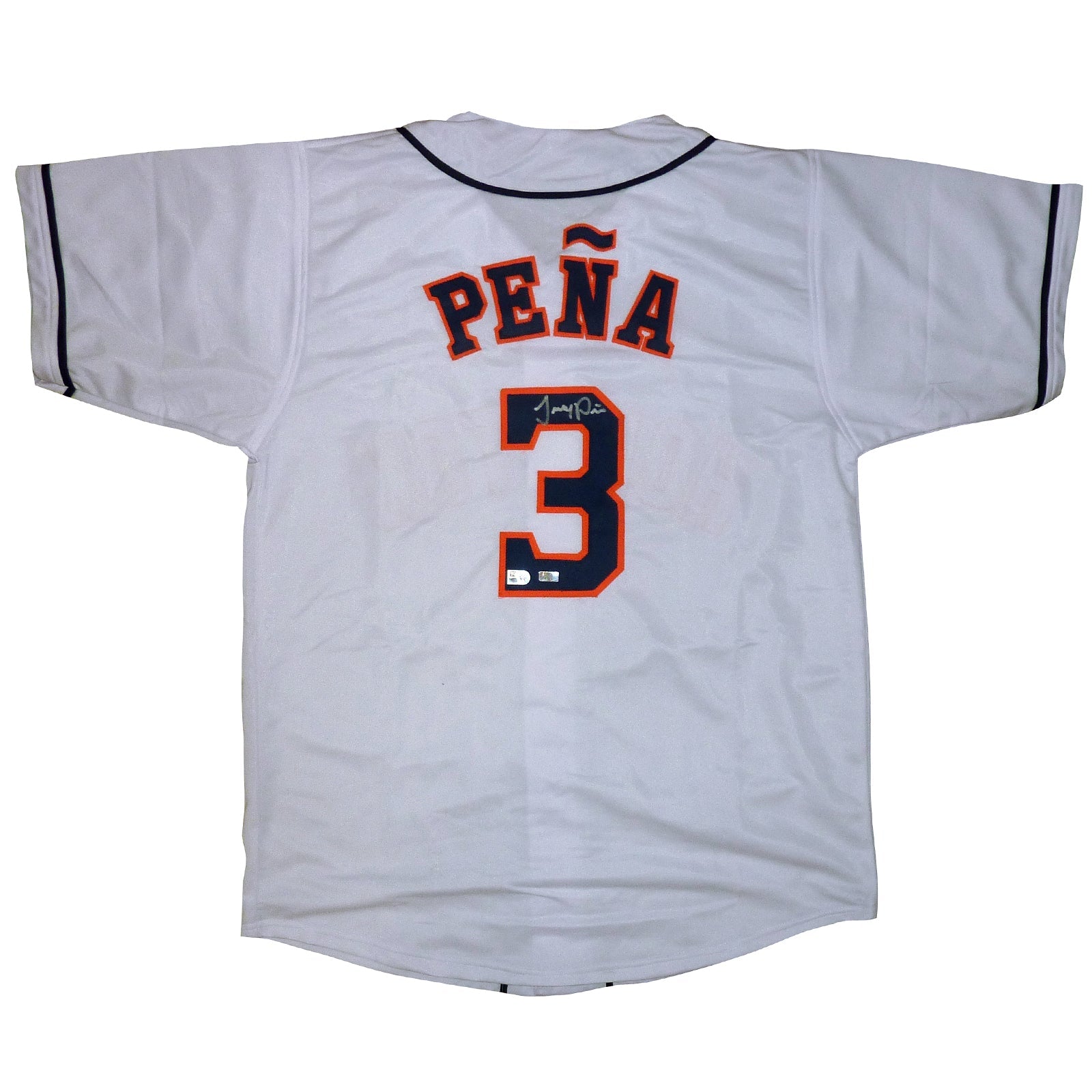 Autographed Jeremy Pena Houston (White #3) Custom Jersey - JSA-Powers Sports Memorabilia