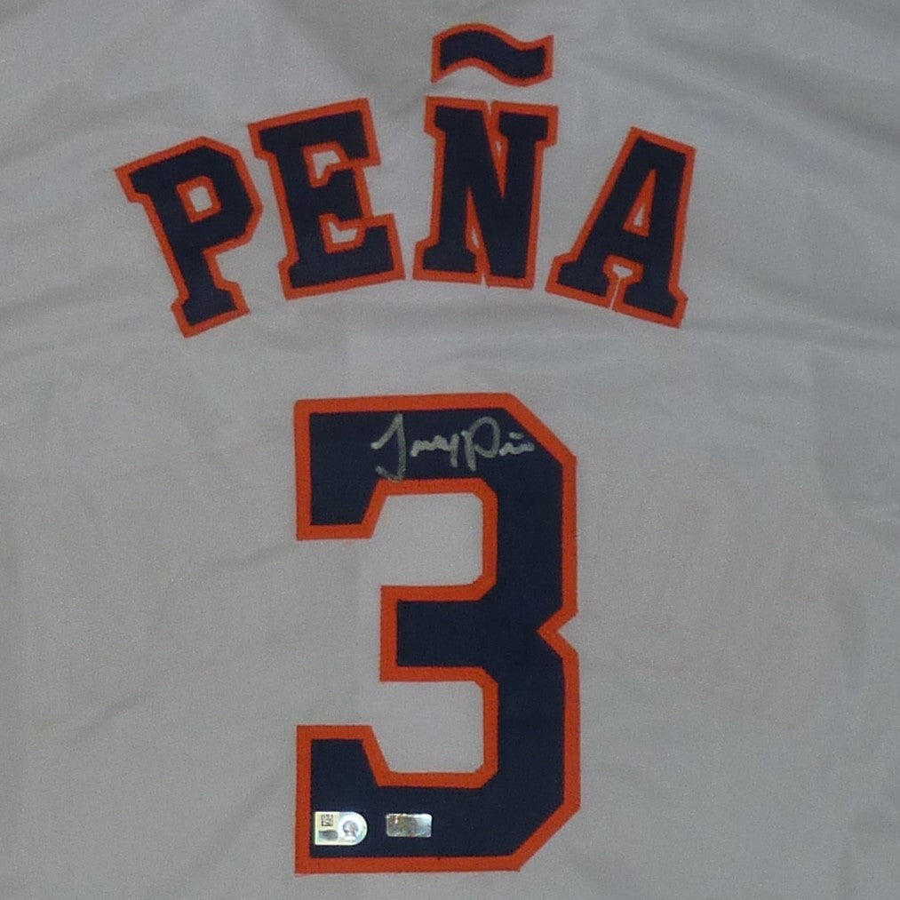 Autographed Jeremy Pena Houston (White #3) Custom Jersey - JSA-Powers Sports Memorabilia