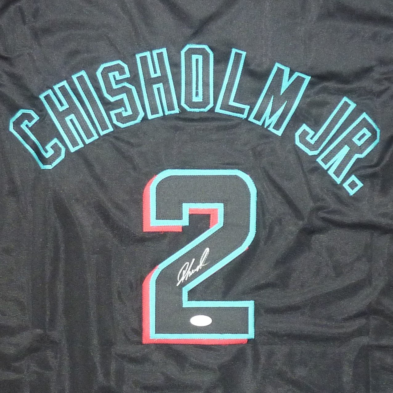 Autographed Jazz Chisholm Miami Marlins (Black #2) Custom Jersey - JSA-Powers Sports Memorabilia
