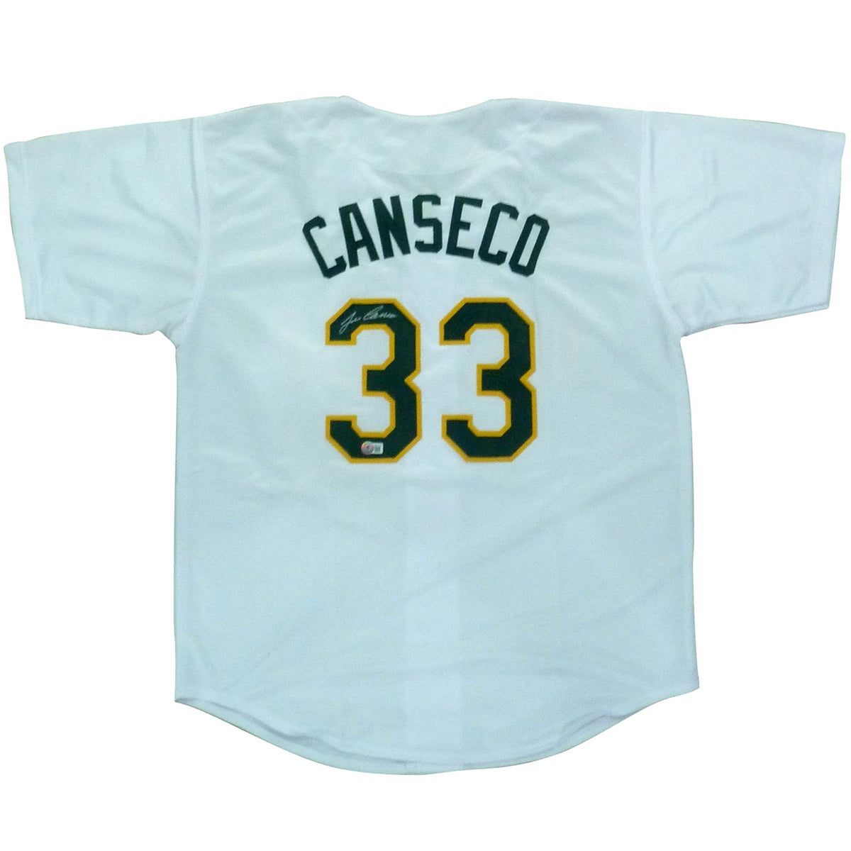 Autographed Jose Canseco Oakland (White #33) Custom Jersey- JSA-Powers Sports Memorabilia