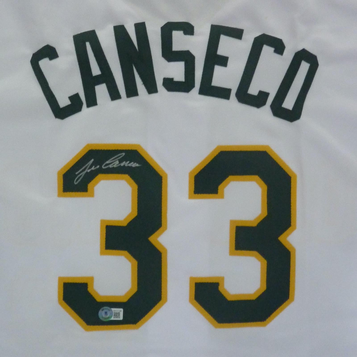 Autographed Jose Canseco Oakland (White #33) Custom Jersey- JSA-Powers Sports Memorabilia