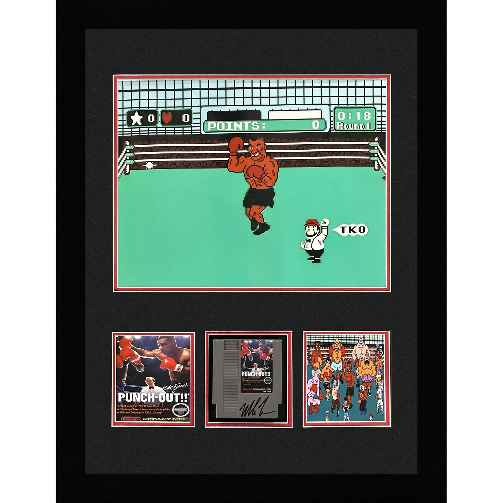 Autographed Mike Tyson Original Nintendo Game Cartridge Deluxe Framed in Punchout Shadowbox Display - JSA-Powers Sports Memorabilia