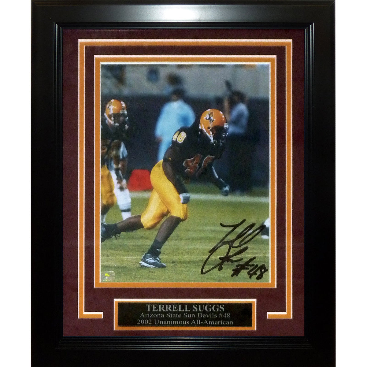 Autographed Terrell Suggs Arizona State Sun Devils Deluxe Framed 8x10 Photo-Powers Sports Memorabilia