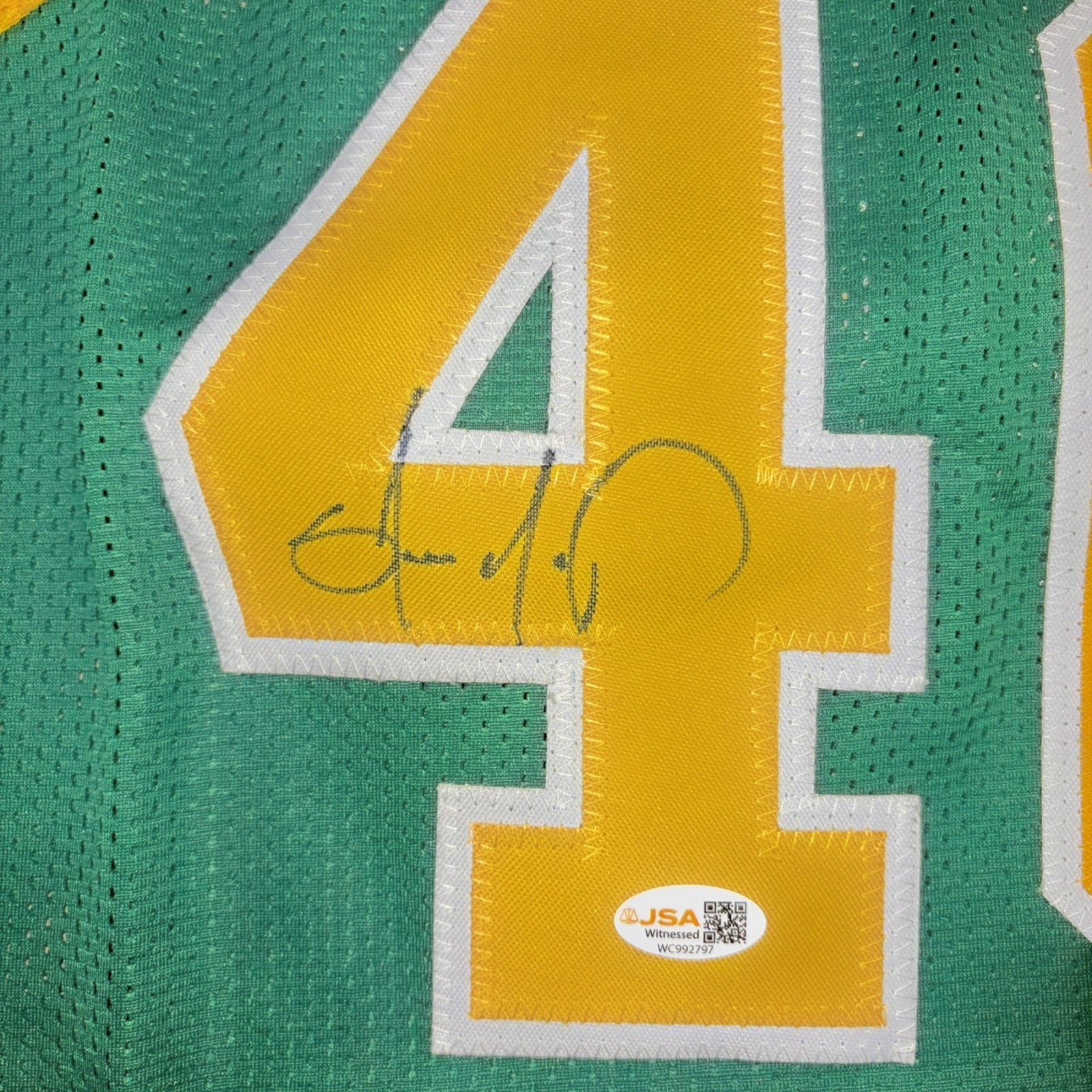 Autographed Shawn Kemp Seattle (Green #40) Custom Jersey - PSA-Powers Sports Memorabilia
