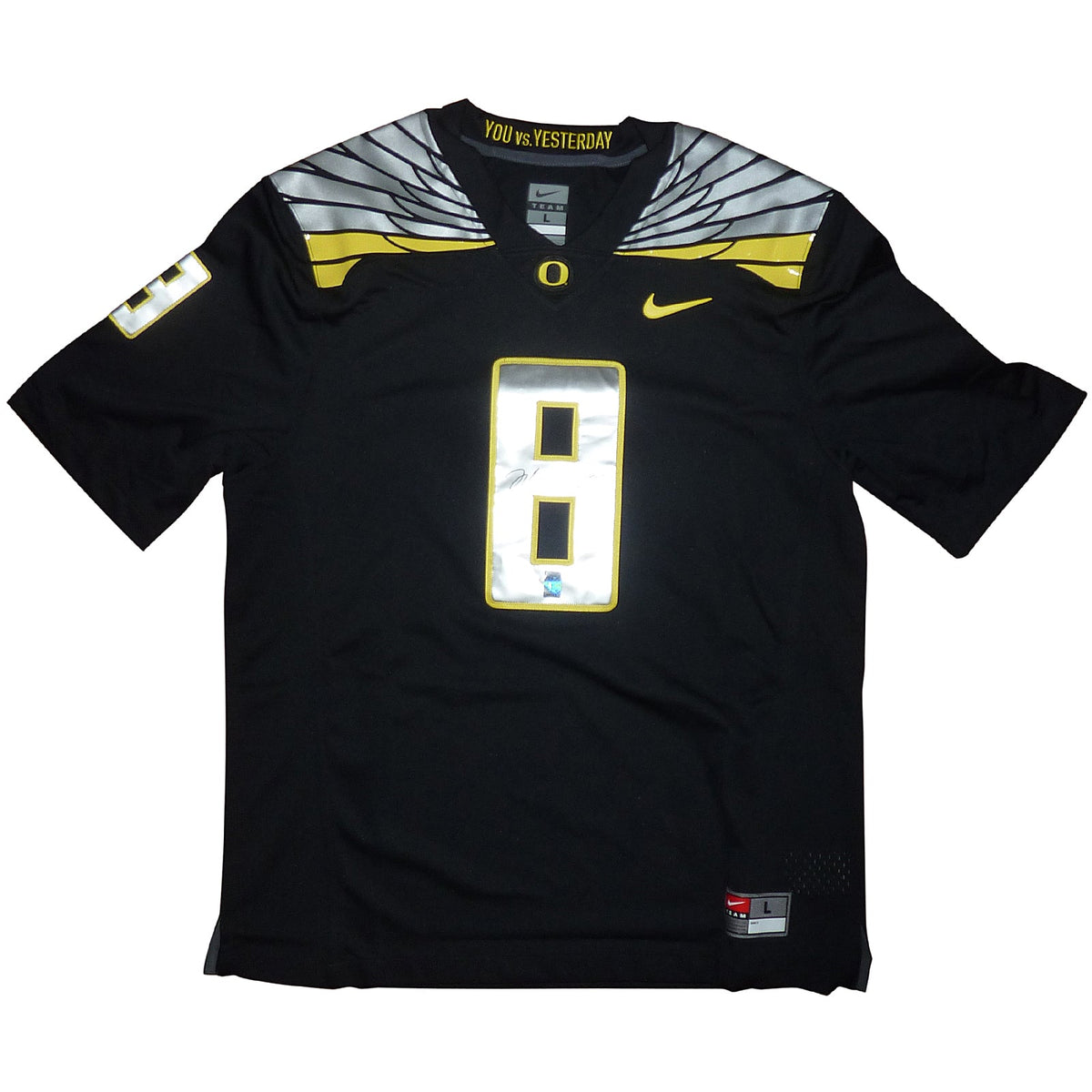 Autographed Marcus Mariota Oregon Ducks (Black #8) Nike Jersey - MM-Powers Sports Memorabilia