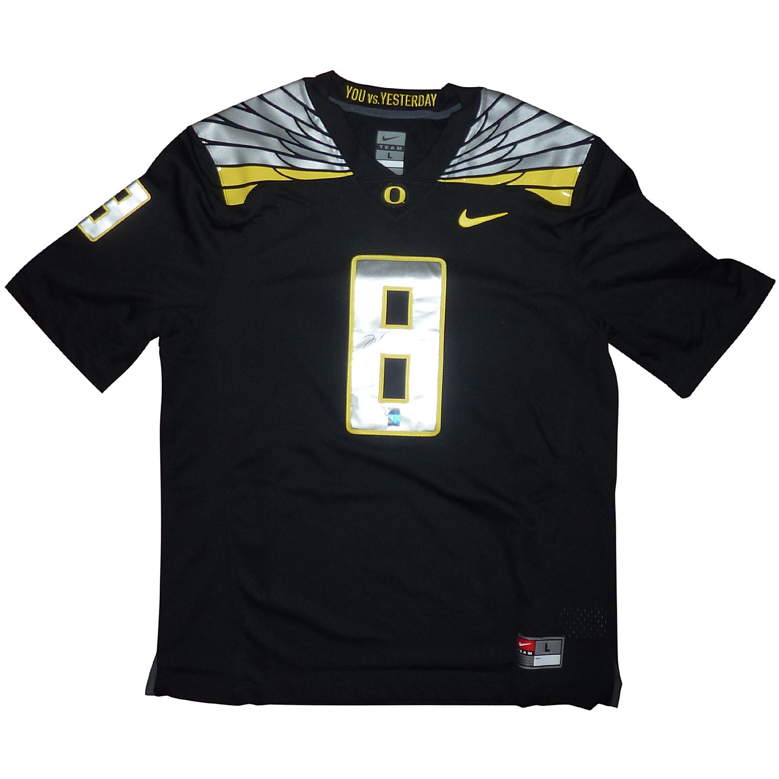 Autographed Marcus Mariota Oregon Ducks (Black #8) Nike Jersey - MM-Powers Sports Memorabilia