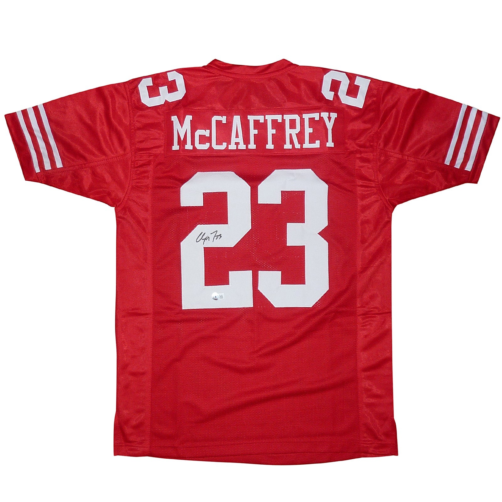 Autographed Christian McCaffrey San Francisco (Red #23) Custom Jersey - Beckett-Powers Sports Memorabilia