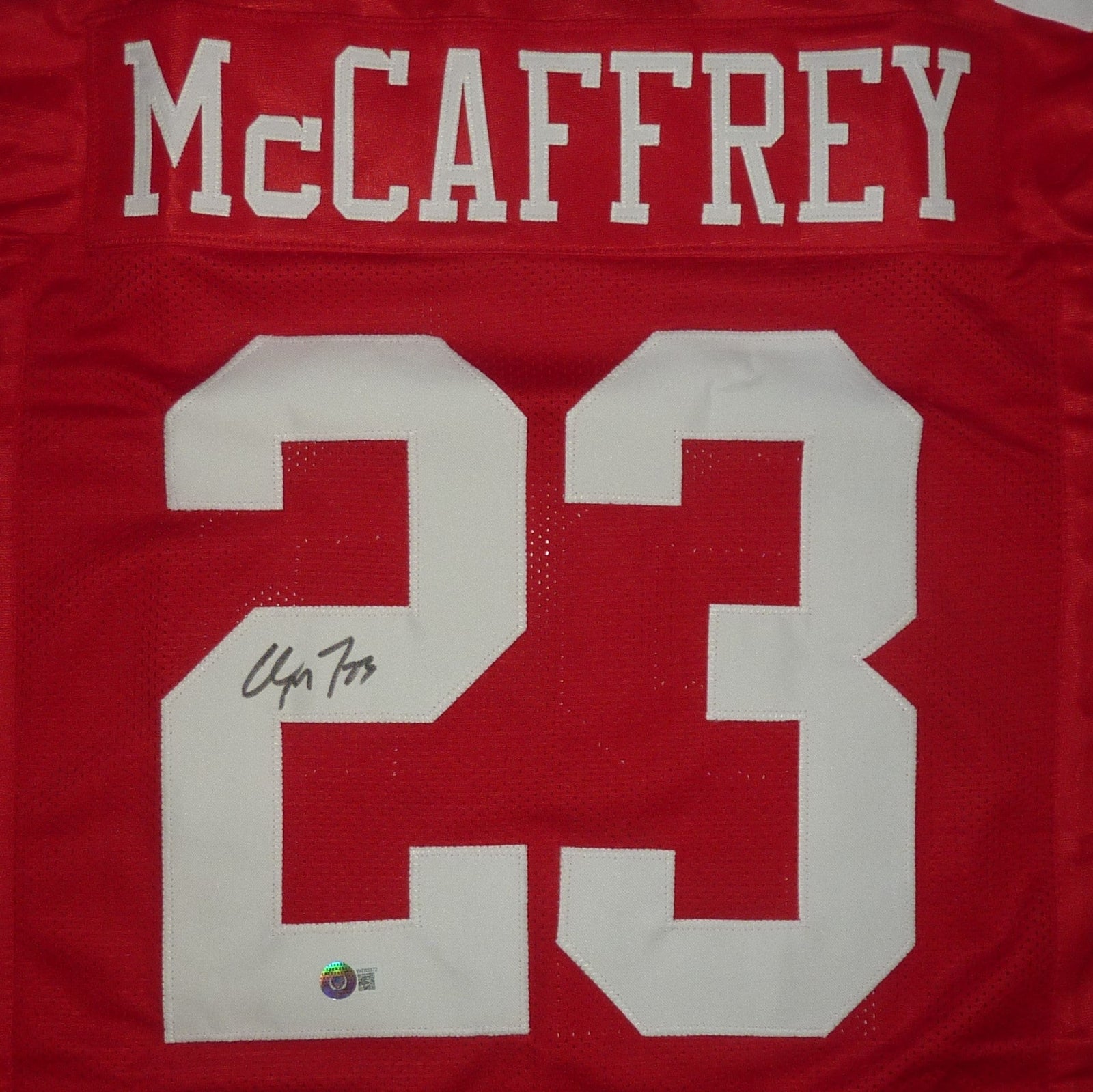 Autographed Christian McCaffrey San Francisco (Red #23) Custom Jersey - Beckett-Powers Sports Memorabilia