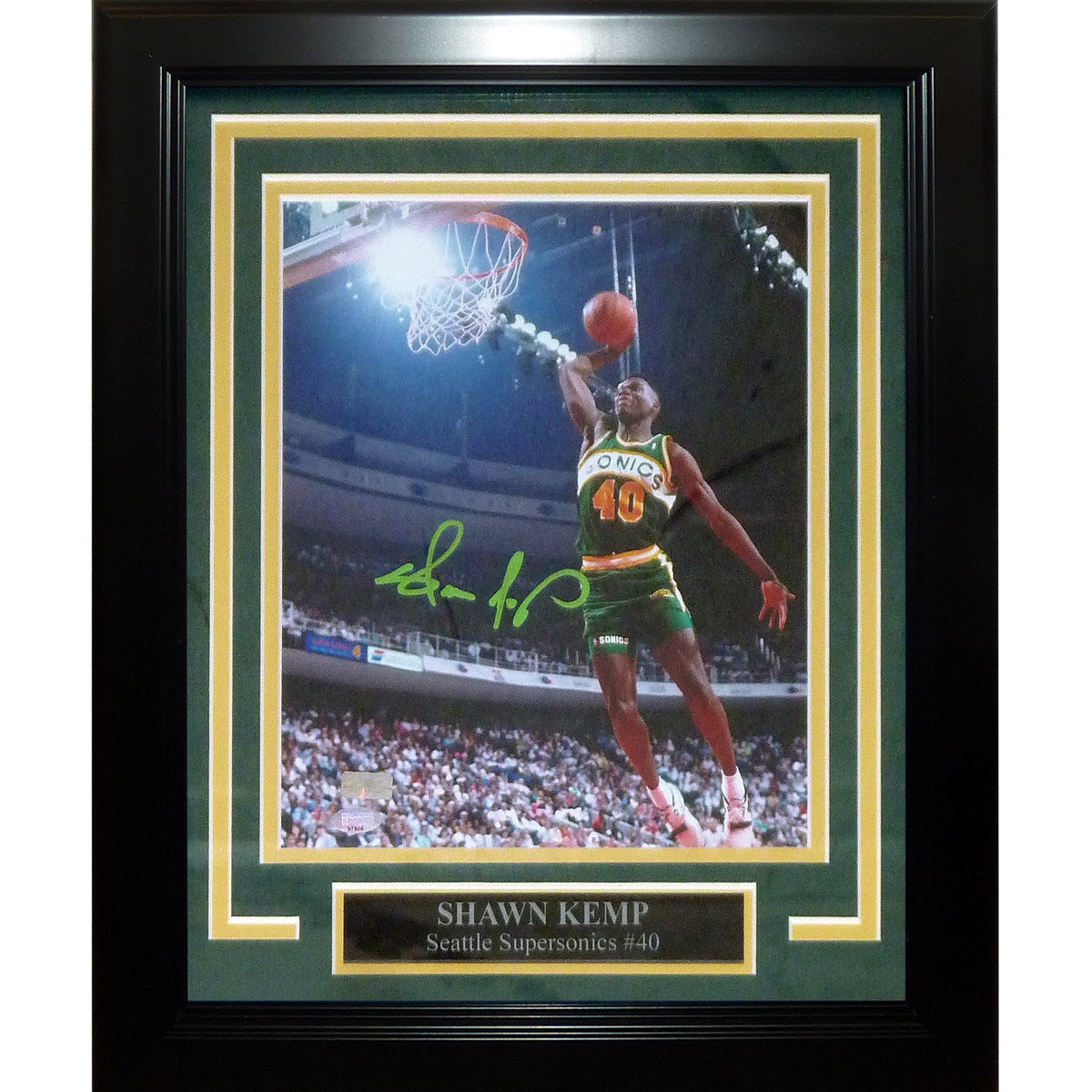 Autographed Shawn Kemp Seattle Supersonics (Slam Dunk) Deluxe Framed 8x10 Photo - JSA-Powers Sports Memorabilia