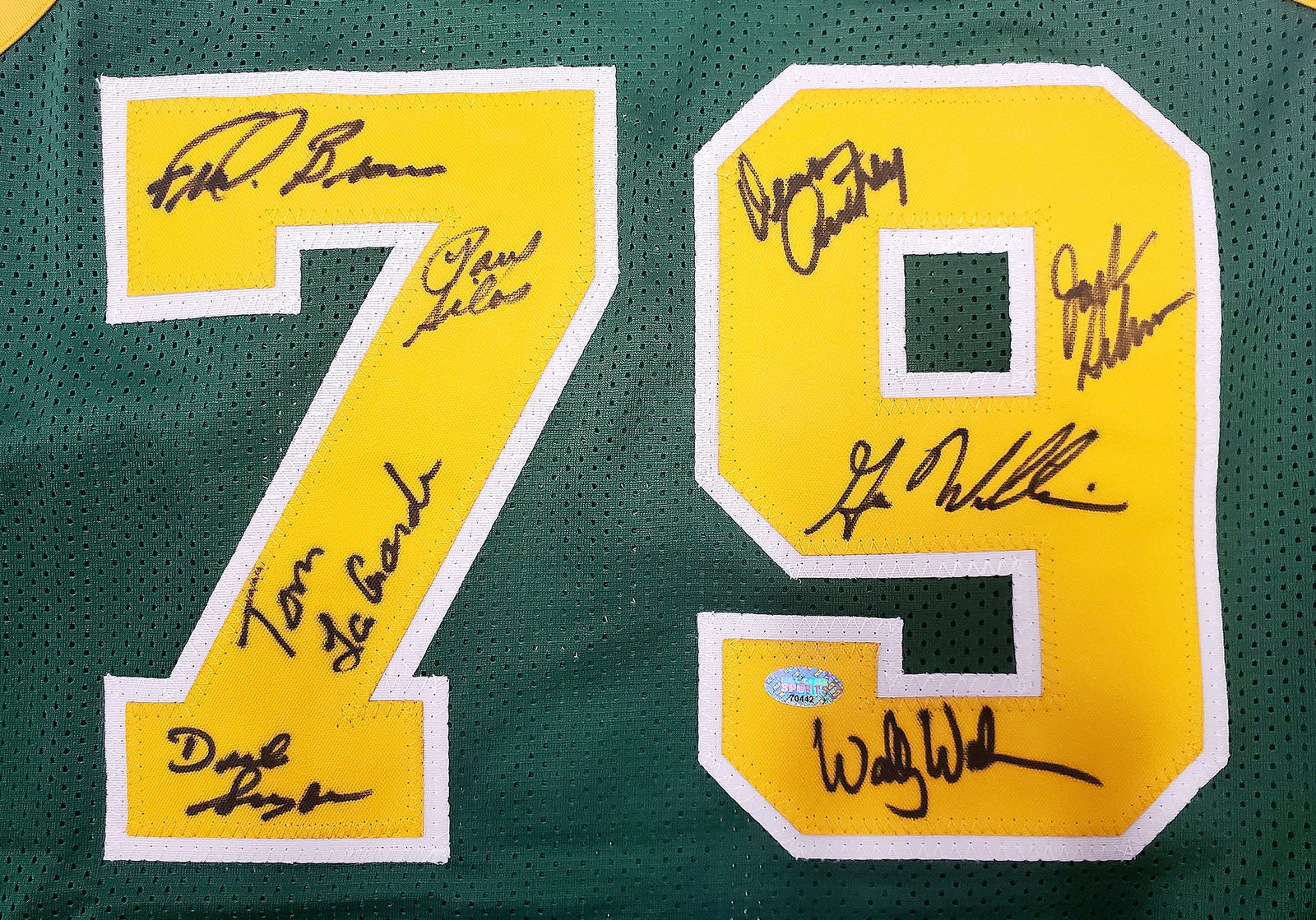 Autographed 1978-79 NBA Champions Seattle Supersonics Multi Seattle (Green #79) Custom Jersey - 9 signatures - Beckett-Powers Sports Memorabilia