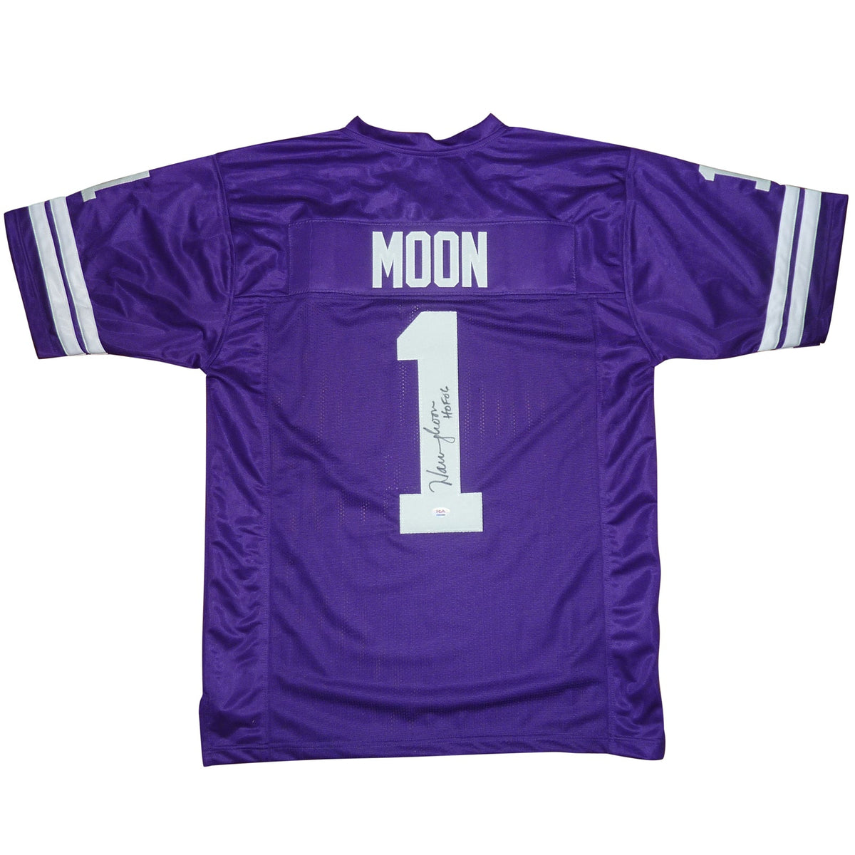 Autographed Warren Moon Washington Huskies (Purple #1) Custom Jersey - MCS-Powers Sports Memorabilia