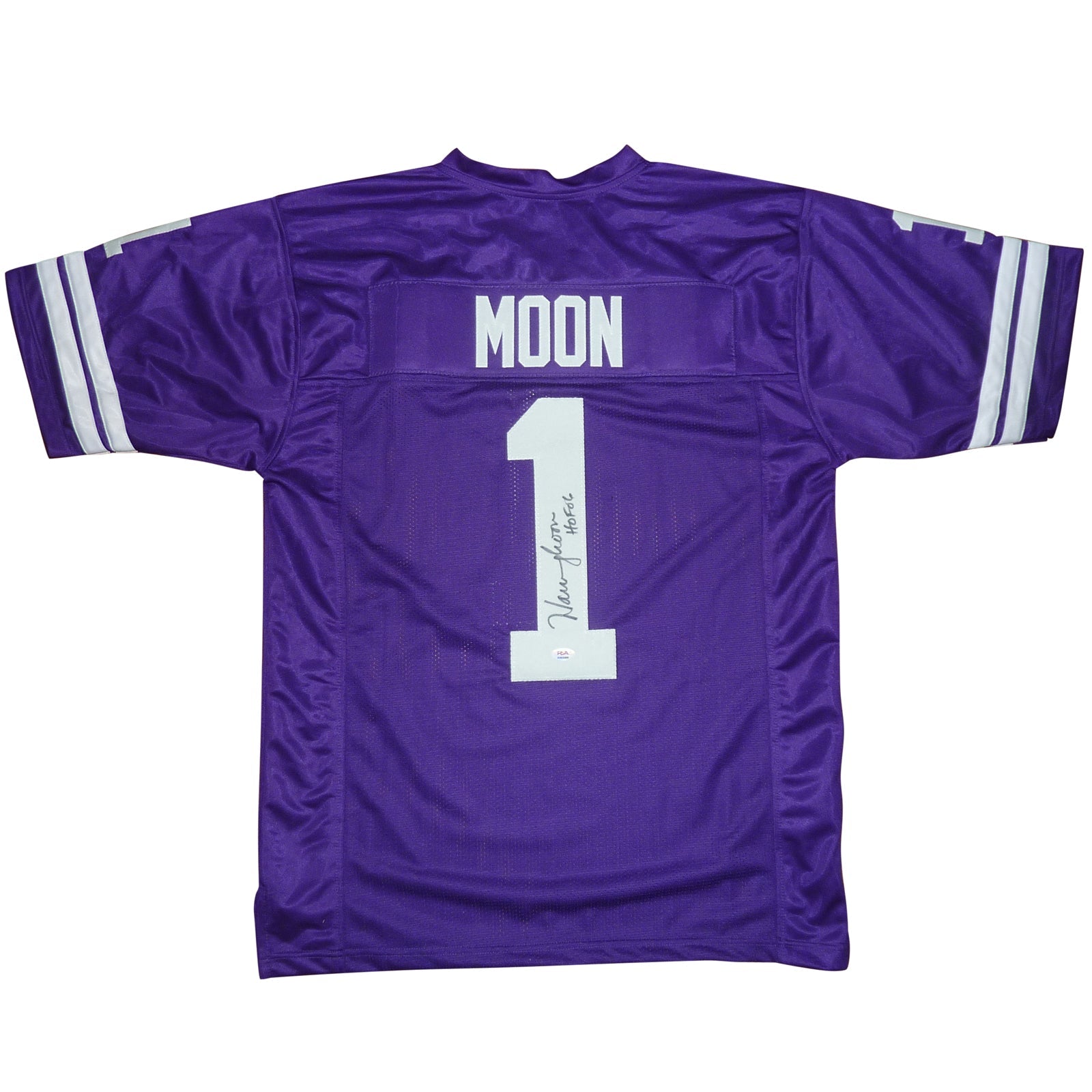 Autographed Warren Moon Washington Huskies (Purple #1) Custom Jersey - MCS-Powers Sports Memorabilia