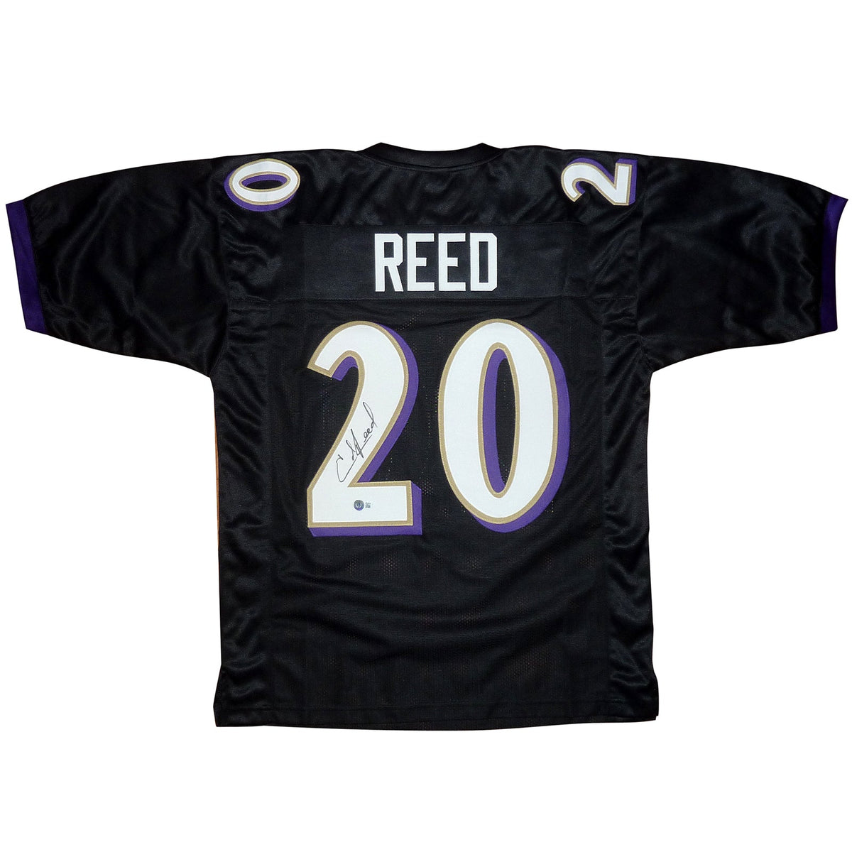 Autographed Ed Reed Baltimore (Black #20) Custom Jersey - Beckett-Powers Sports Memorabilia