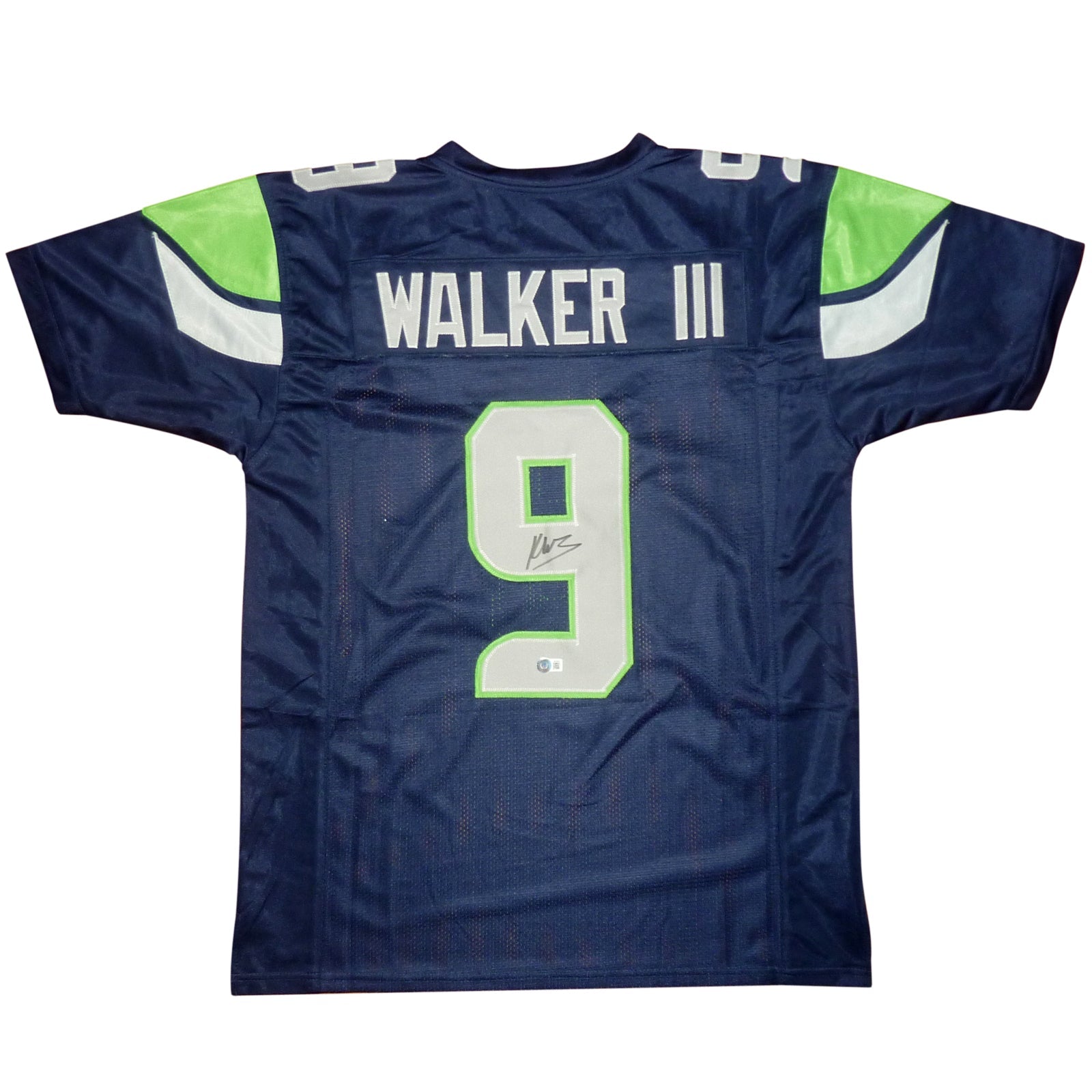 Autographed Kenneth Walker III Seattle (Blue #9) Custom Jersey - Beckett-Powers Sports Memorabilia