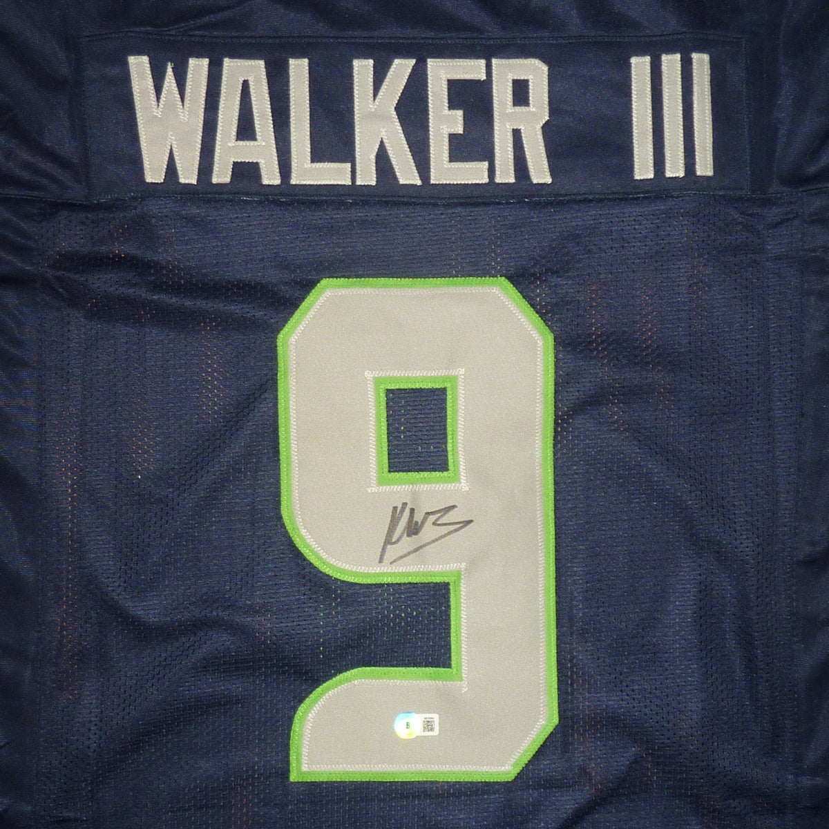 Autographed Kenneth Walker III Seattle (Blue #9) Custom Jersey - Beckett-Powers Sports Memorabilia