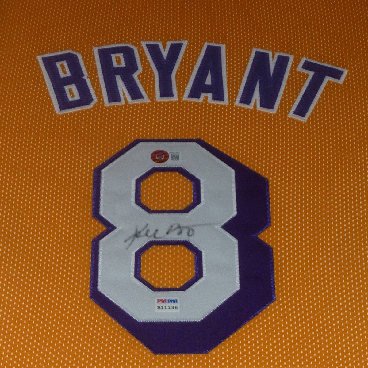 Autographed Kobe Bryant Los Angeles (Yellow #8 Embroidered STAT) Deluxe Framed Jersey - PSA/DNA, Beckett-Powers Sports Memorabilia