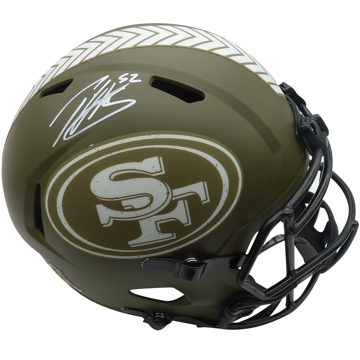 Autographed Patrick Willis San Francisco 49ers (SALUTE TO SERVICE Alternate) Deluxe Full-Size Replica Helmet - Beckett-Powers Sports Memorabilia