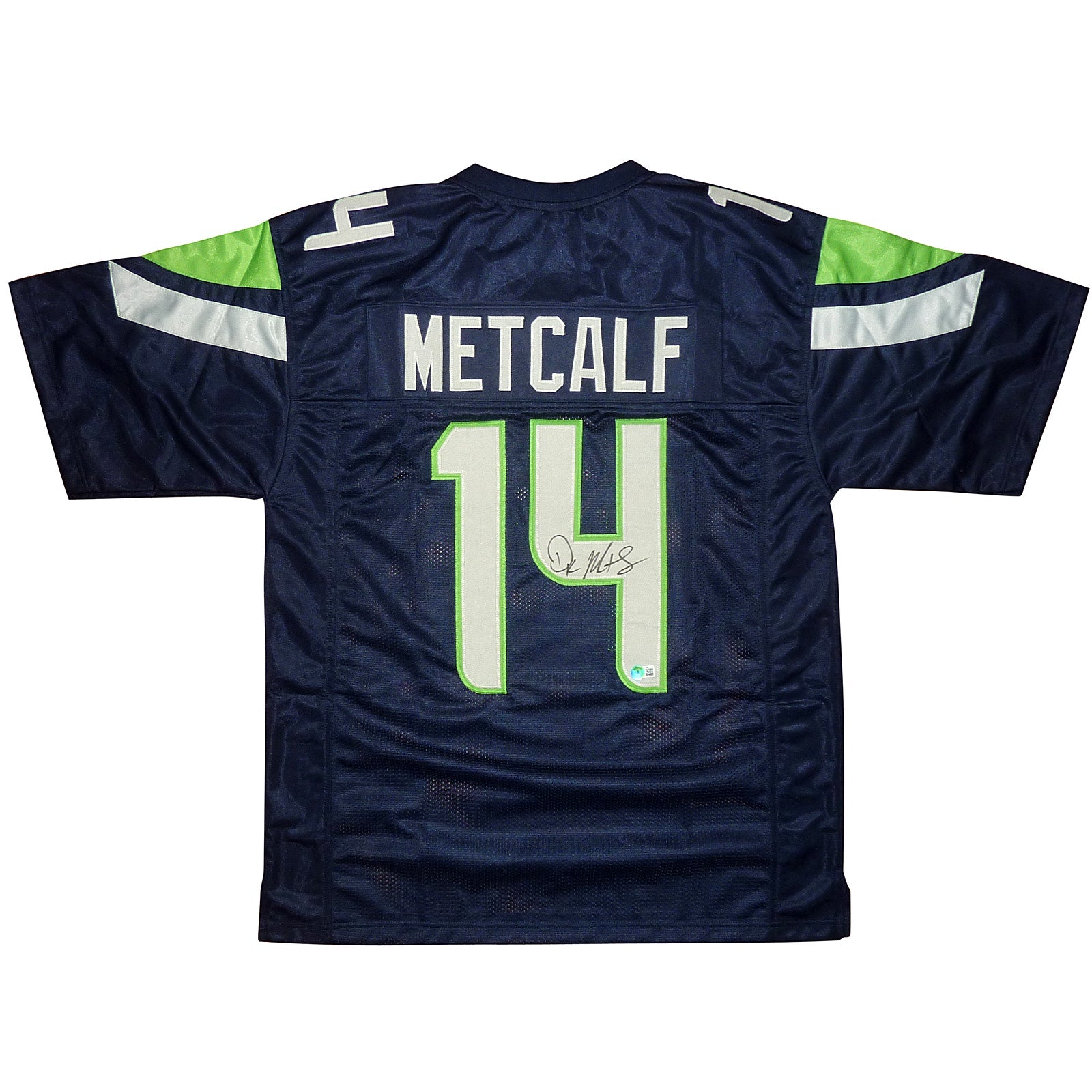 Autographed DK Metcalf Seattle (Blue #14) Custom Jersey - Beckett-Powers Sports Memorabilia
