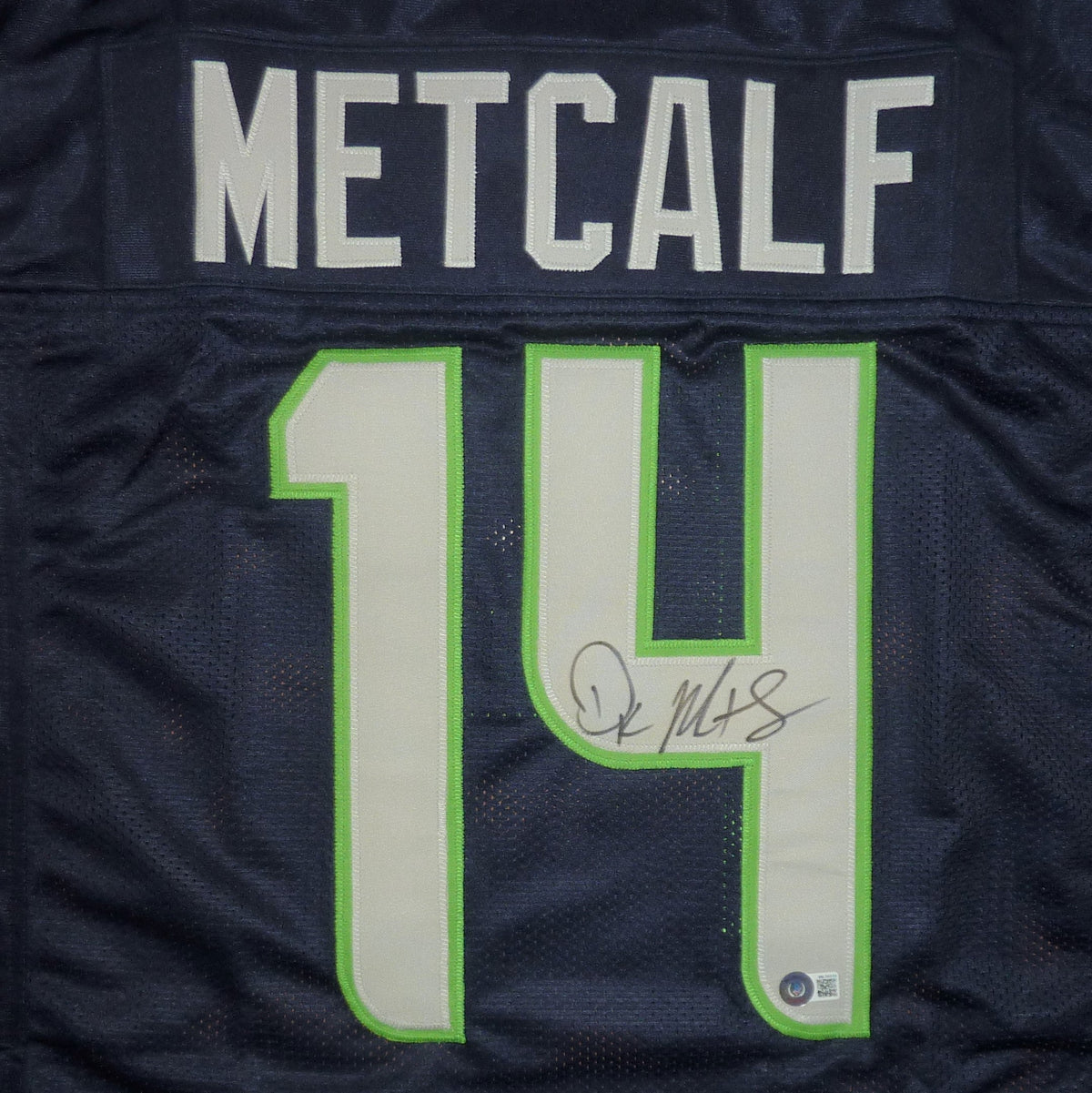 Autographed DK Metcalf Seattle (Blue #14) Custom Jersey - Beckett-Powers Sports Memorabilia